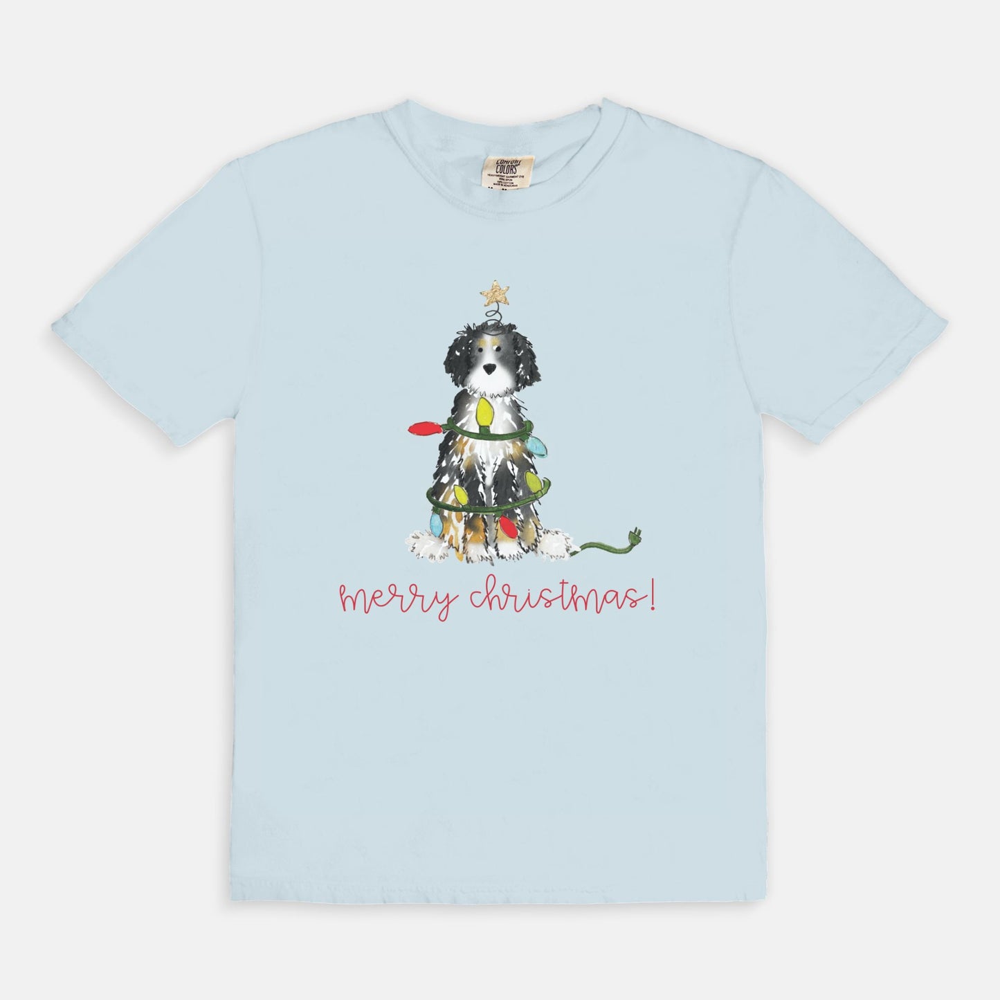 Festive Christmas Bernadoodle Comfort Color Tee