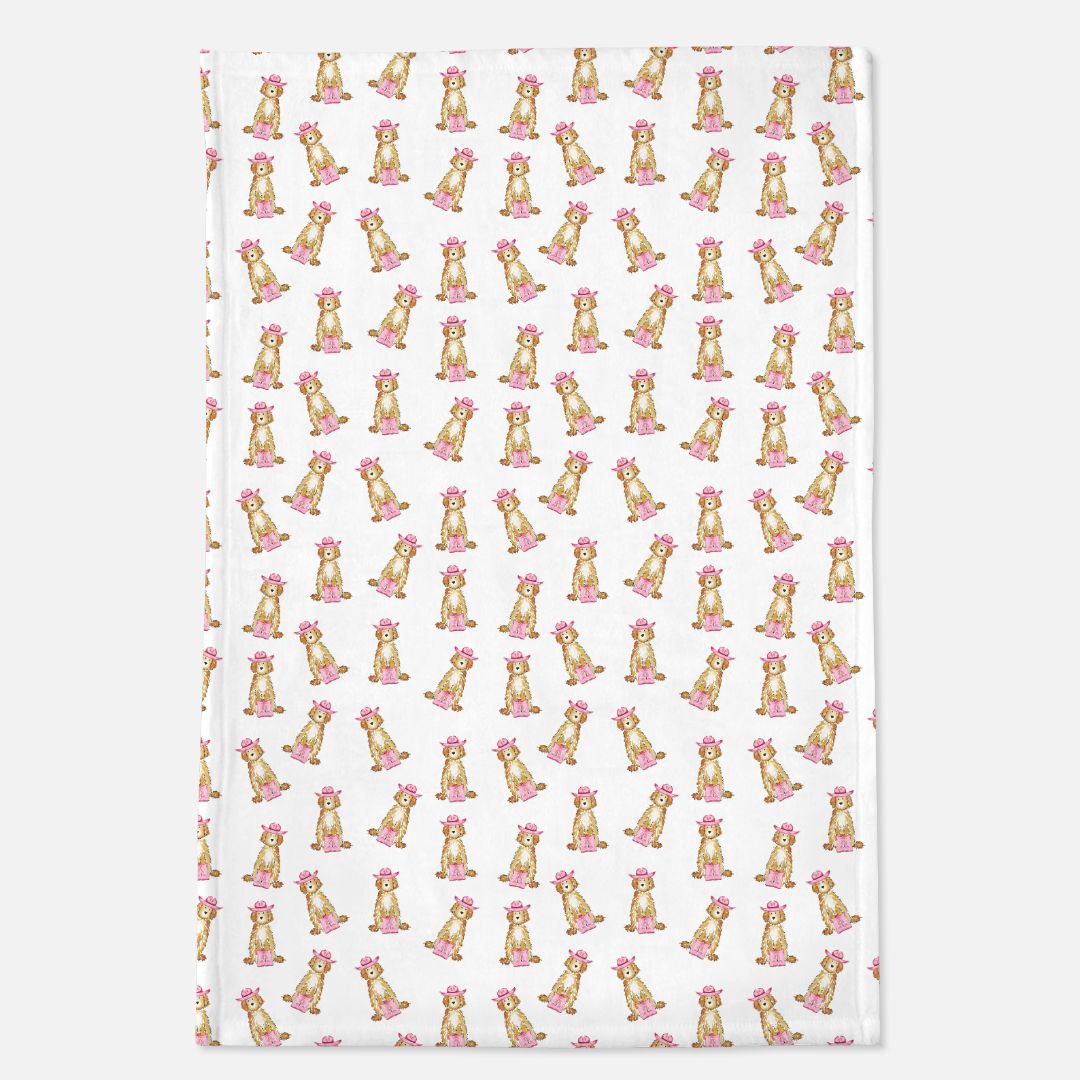 Howdy Cowgirl Apricot and Cream Doodle Minky Blanket - 40" x 60"