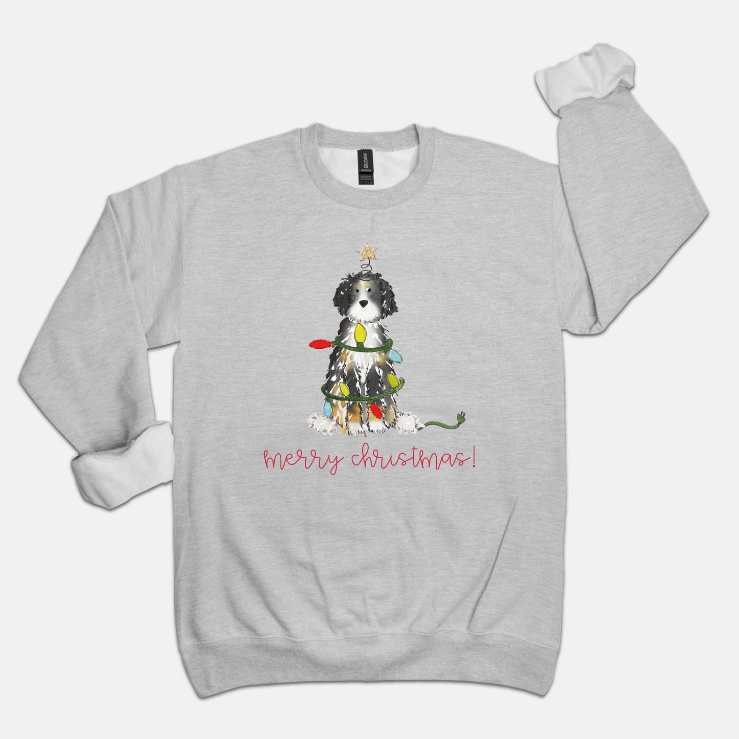 Festive Christmas Bernadoodle Gildan Sweatshirt