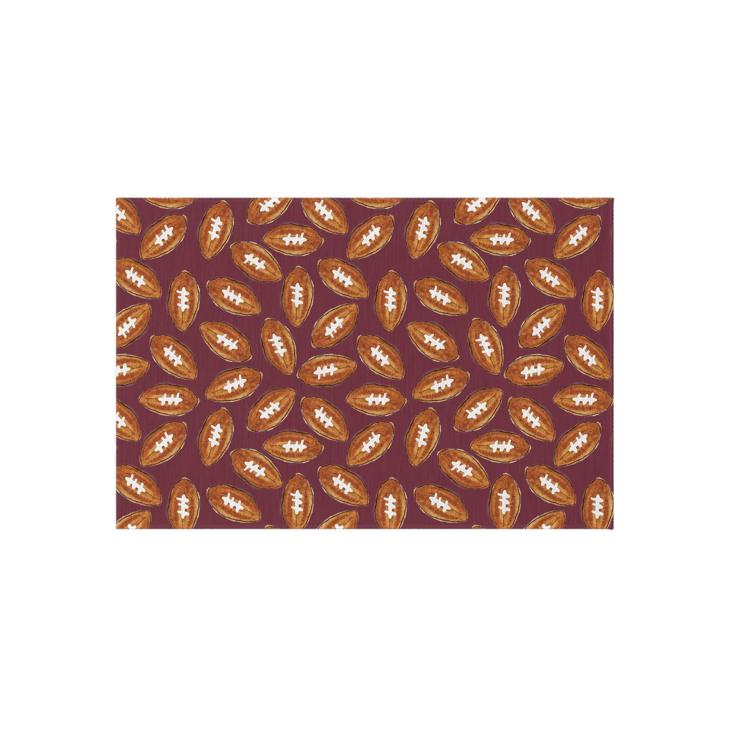 Maroon Football Pattern Welcome Mat