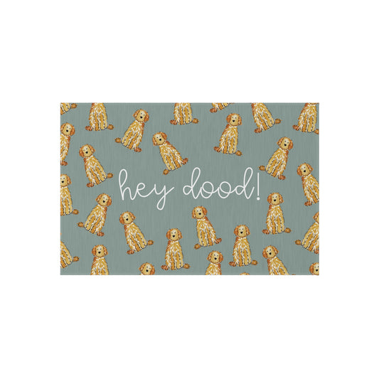 Hey Dood Apricot Goldendoodle Welcome Mat | Agave
