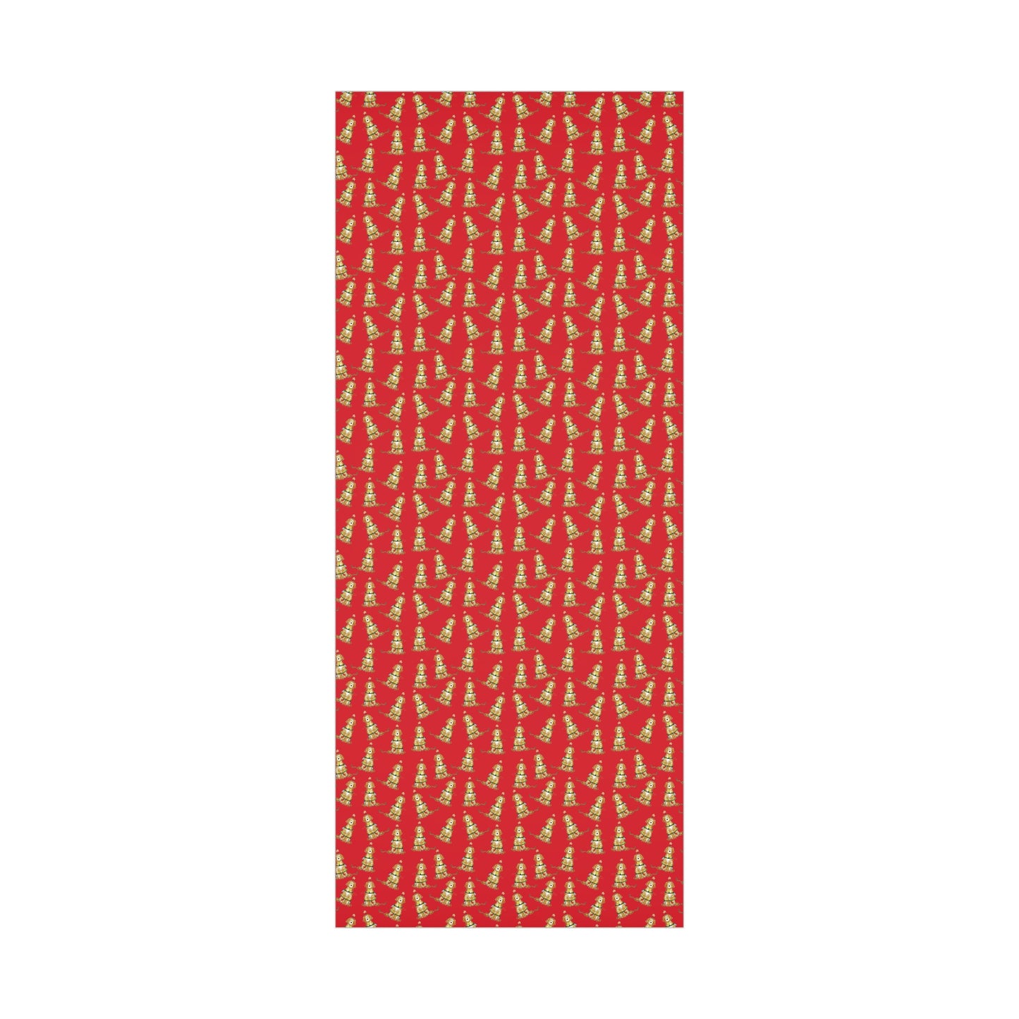 Festive Christmas Apricot and Cream Doodle Gift Wrap - Red