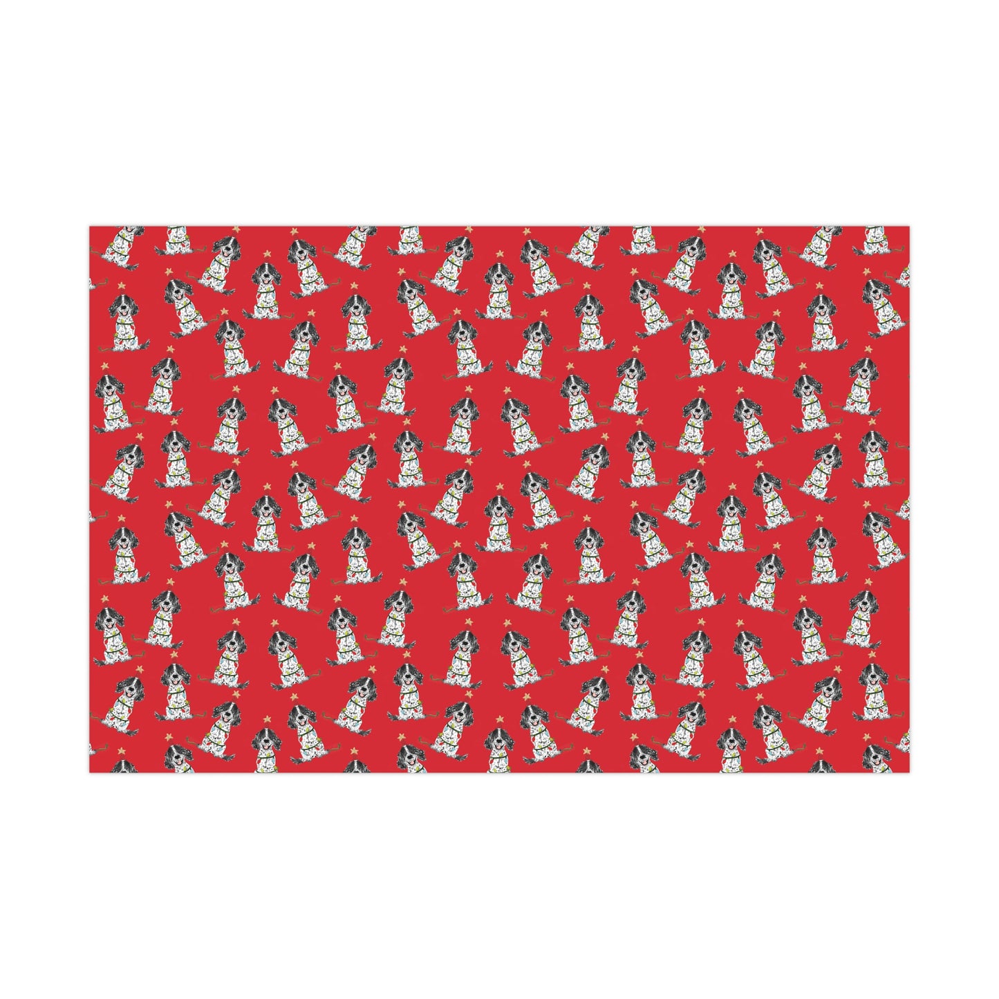 Festive Christmas Black Parti Spaniel Gift Wrap - Red