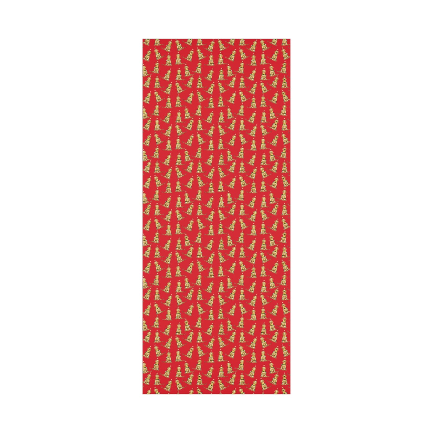 Festive Christmas Apricot Doodle Gift Wrap - Red