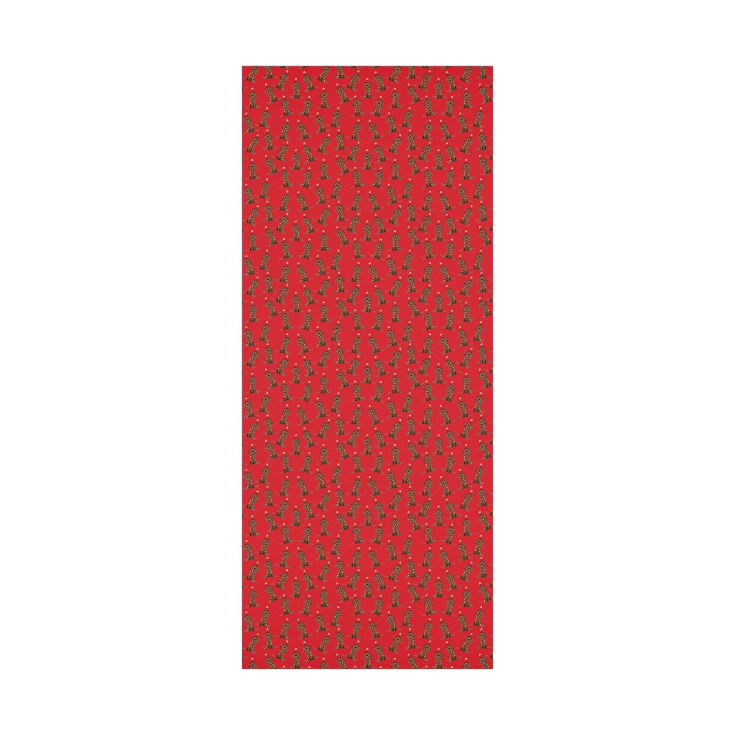 Festive Christmas Brown Spaniel Gift Wrap - Red