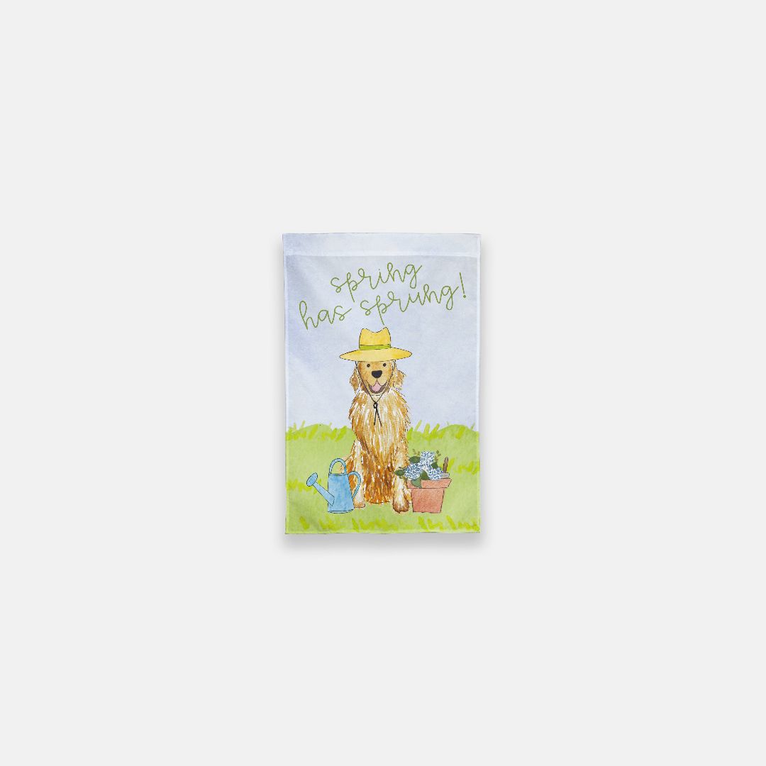 Spring Flower Golden Retriever Garden Flag