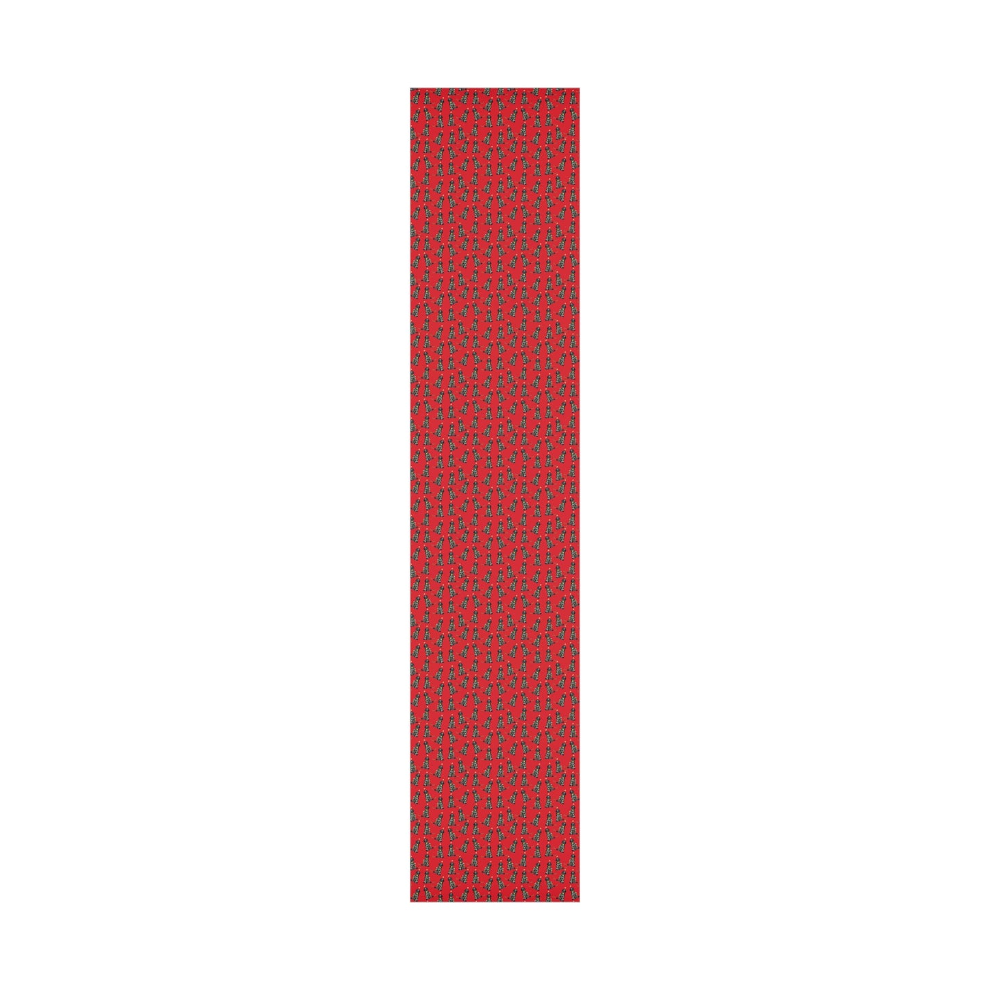Festive Christmas Black Doodle Gift Wrap - Red