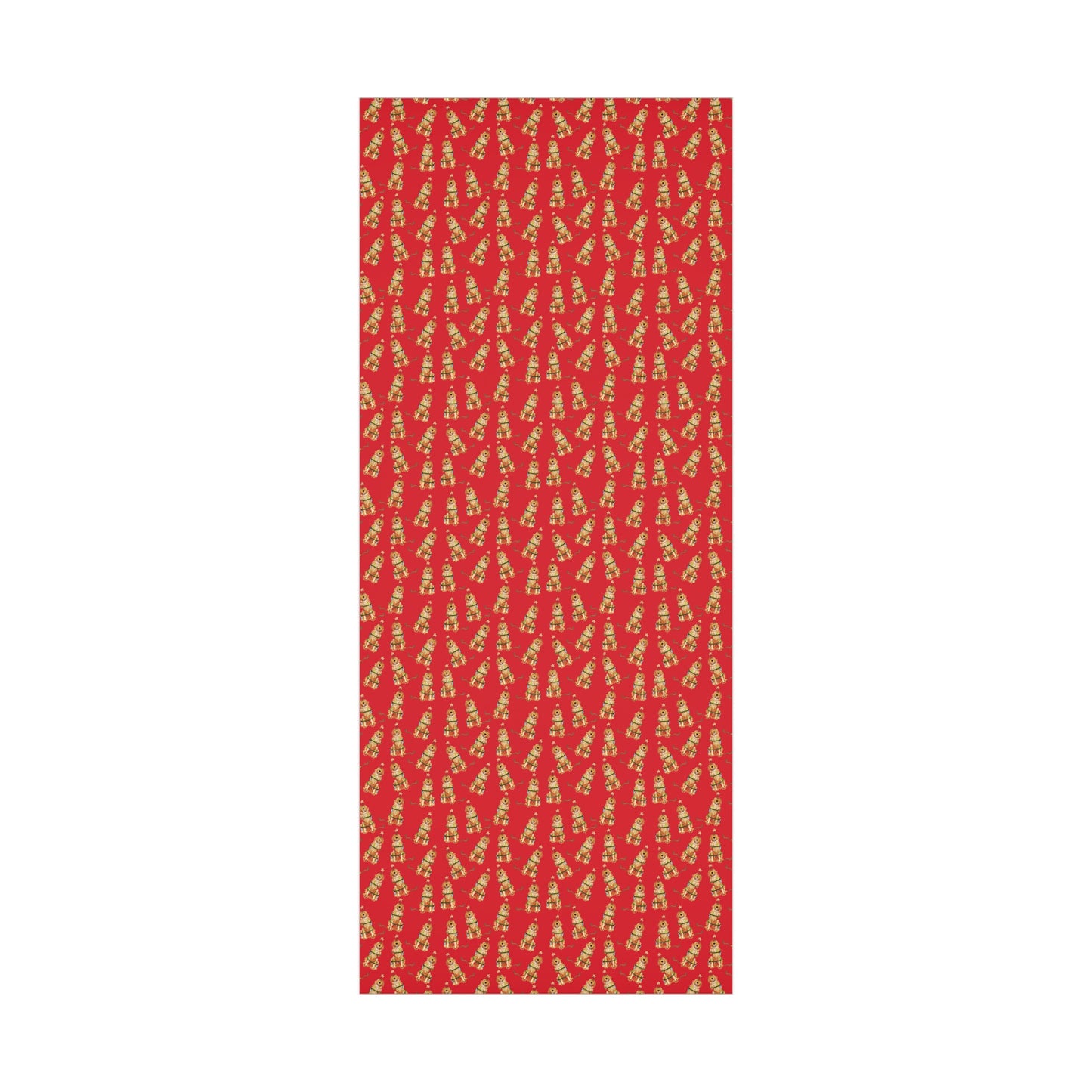 Festive Christmas Red Golden Retriever Gift Wrap - Red