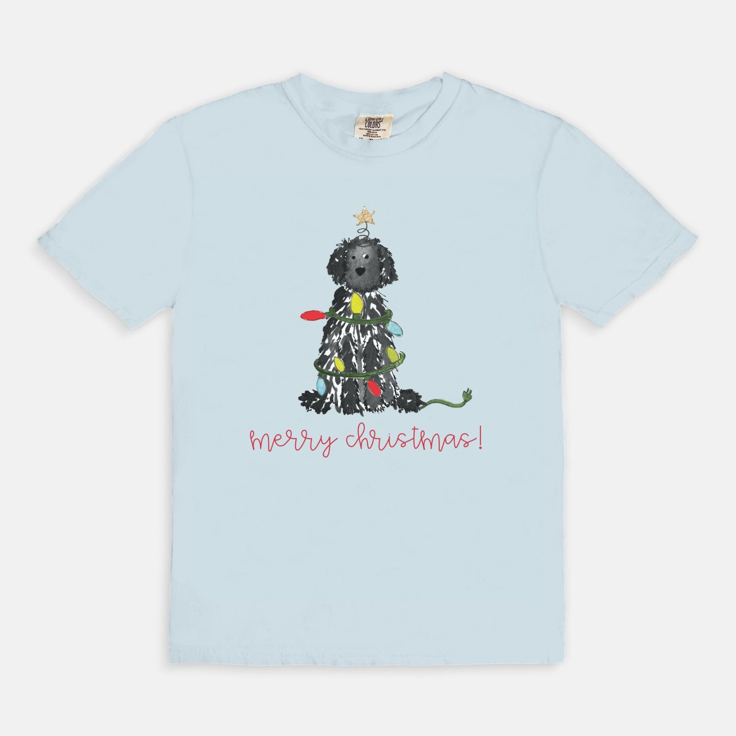 Festive Christmas Black Doodle Comfort Color Tee