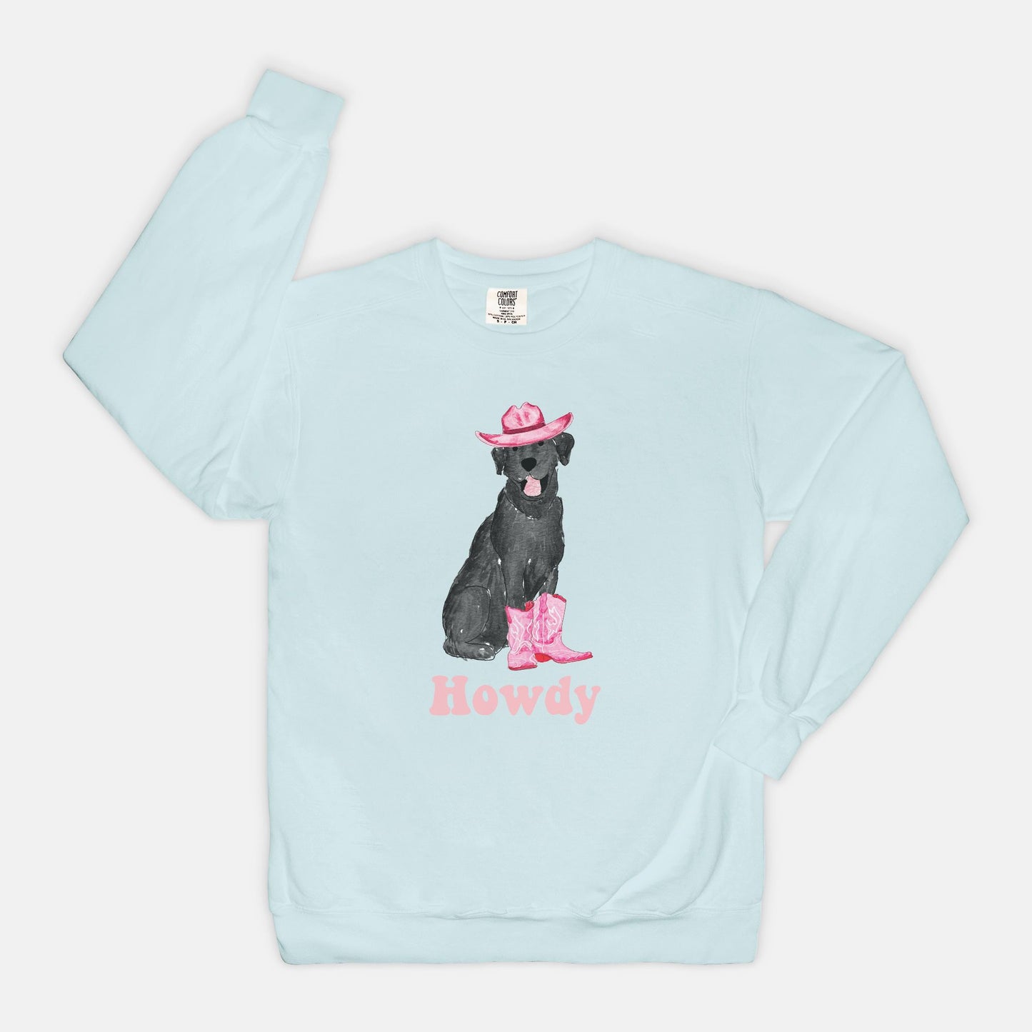 Howdy Cowgirl Black Lab Comfort Color Crewneck Sweatshirt