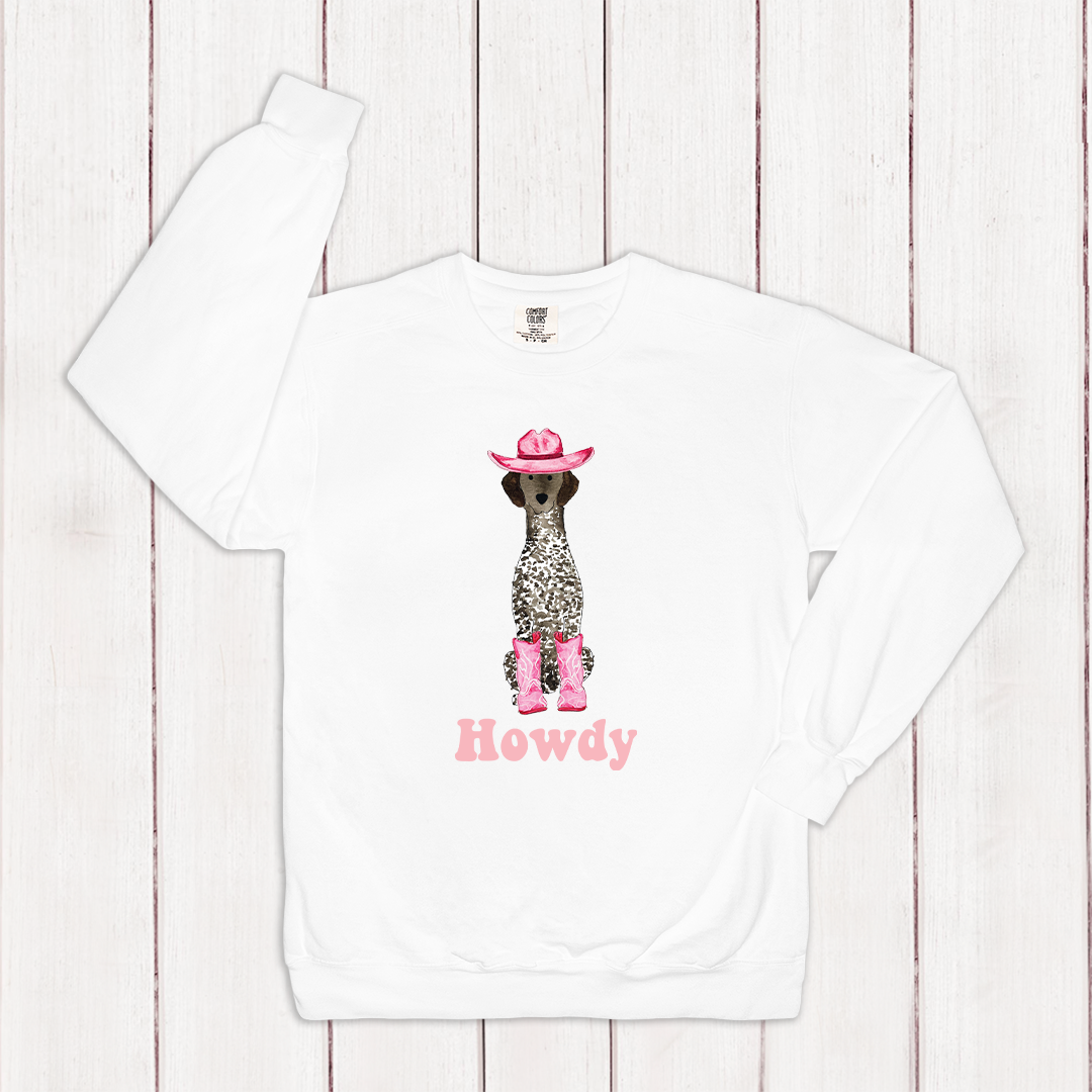 Howdy Cowgirl German Shorthaired Pointer Comfort Color Crewneck Sweatshirt