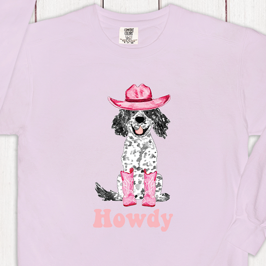 Howdy Cowgirl Spaniel Comfort Color Crewneck Sweatshirt