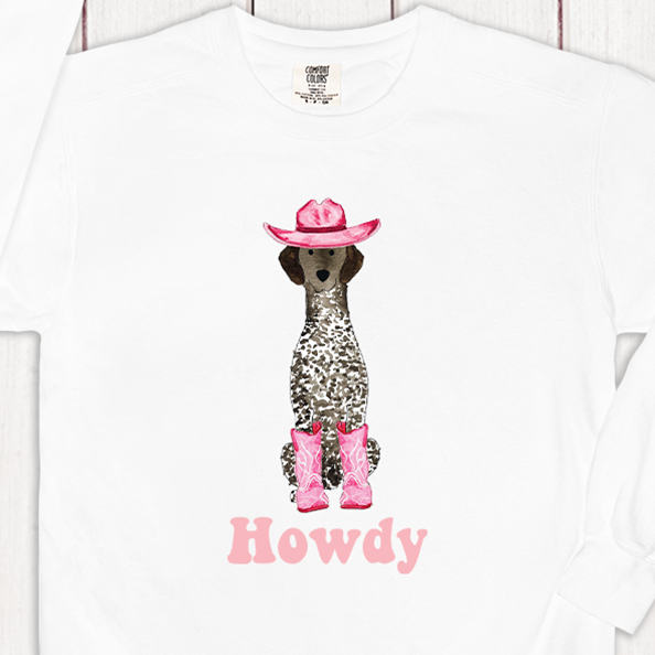 Howdy Cowgirl German Shorthaired Pointer Comfort Color Crewneck Sweatshirt