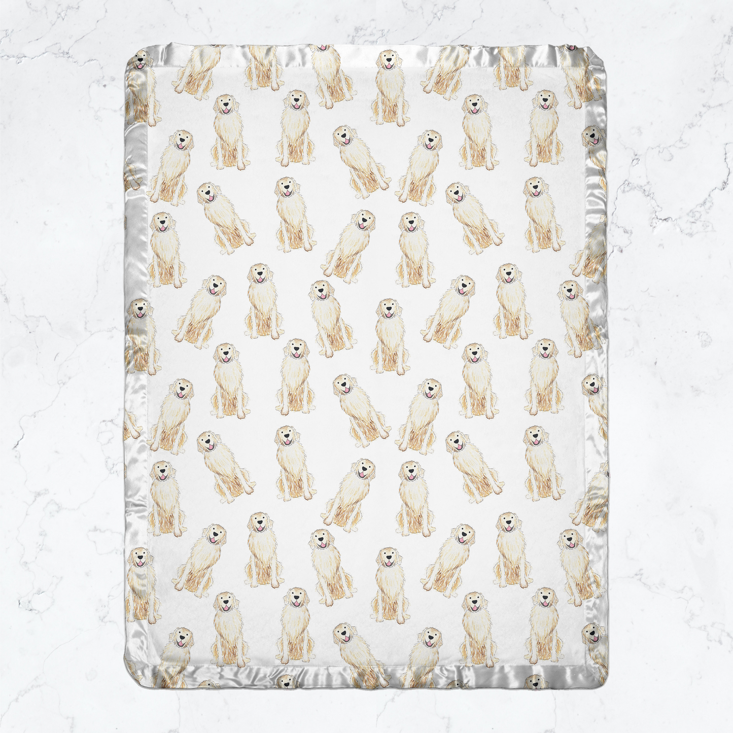 Golden Retriever Satin Trim Minky Baby Blanket