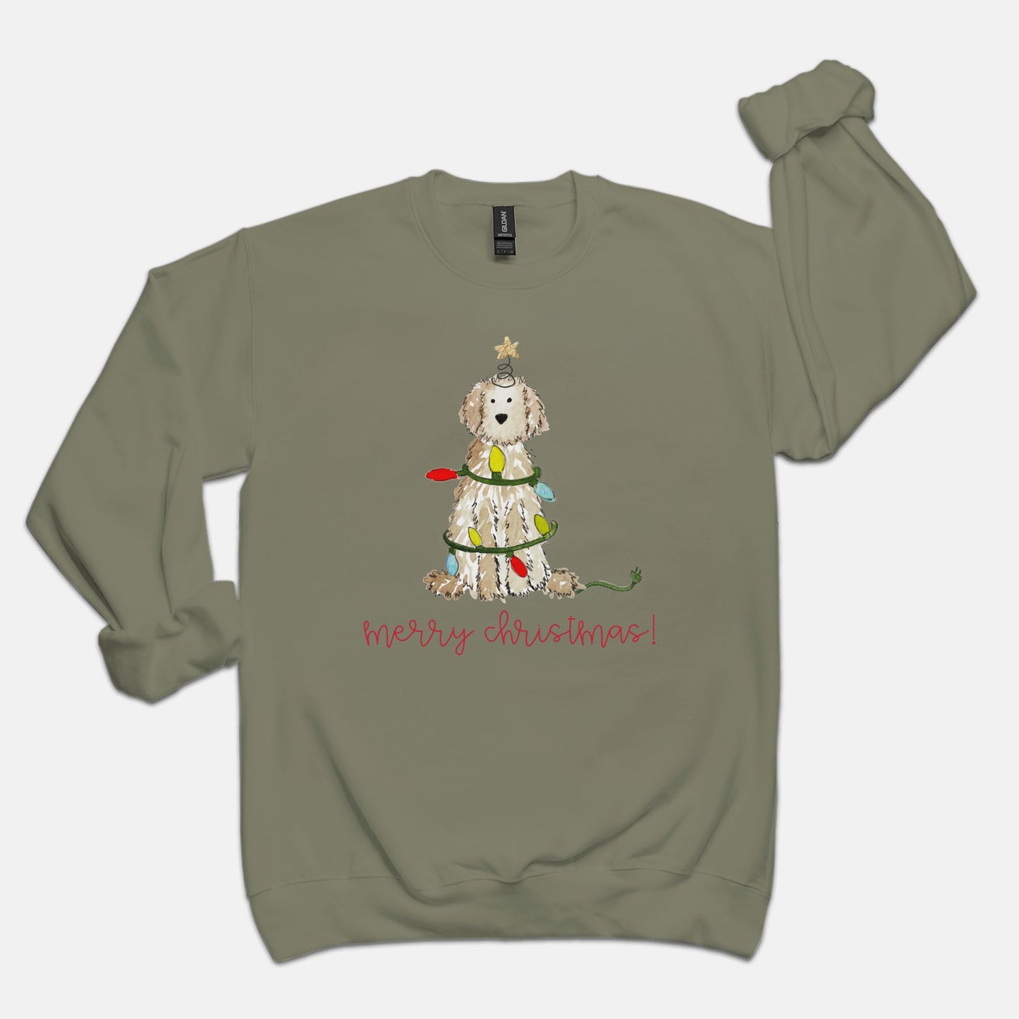 Festive Christmas Cream Doodle Gildan Sweatshirt