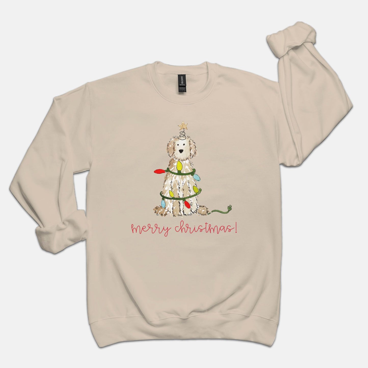 Festive Christmas Cream Doodle Gildan Sweatshirt