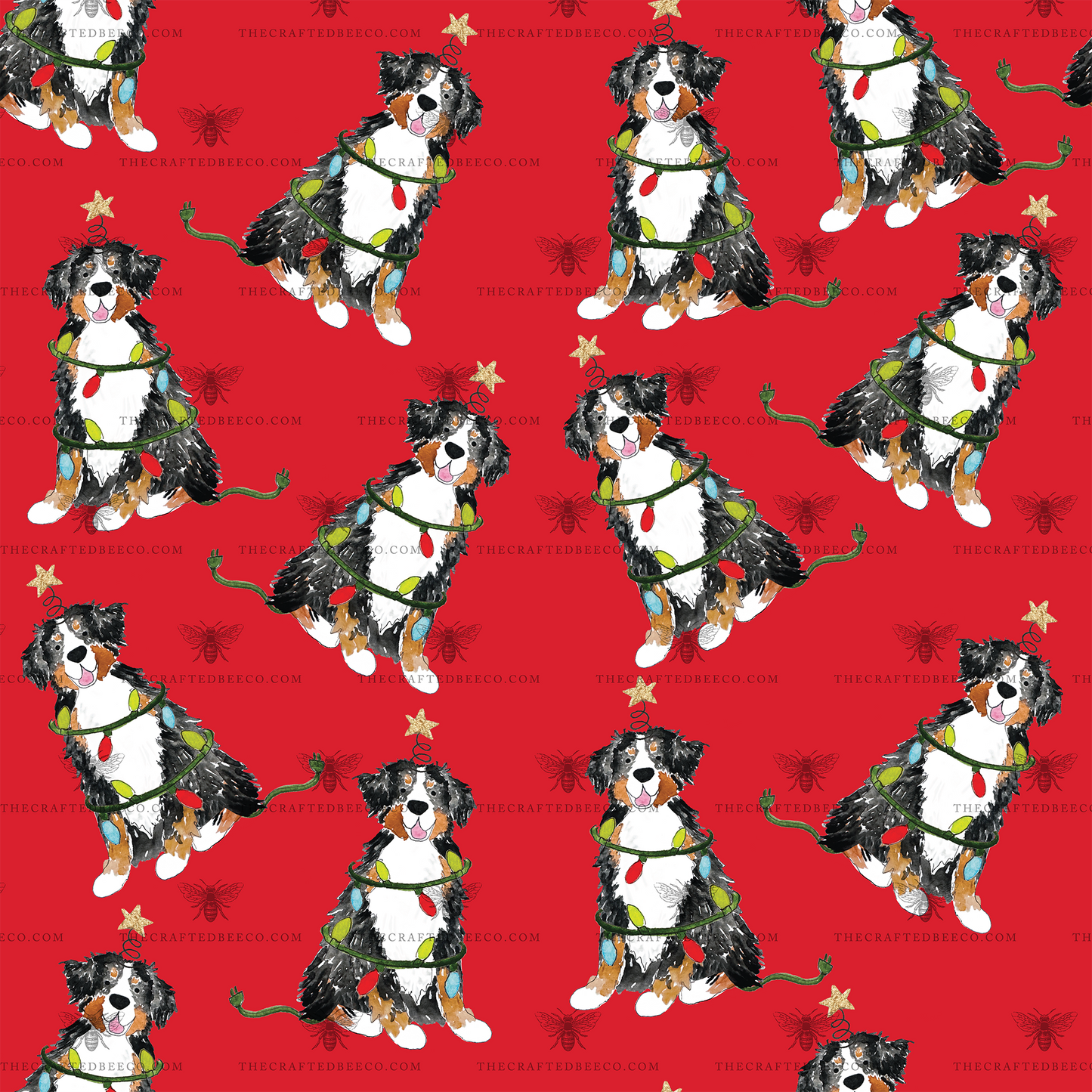 Festive Christmas Bernese Mountain Dog Gift Wrap - Red