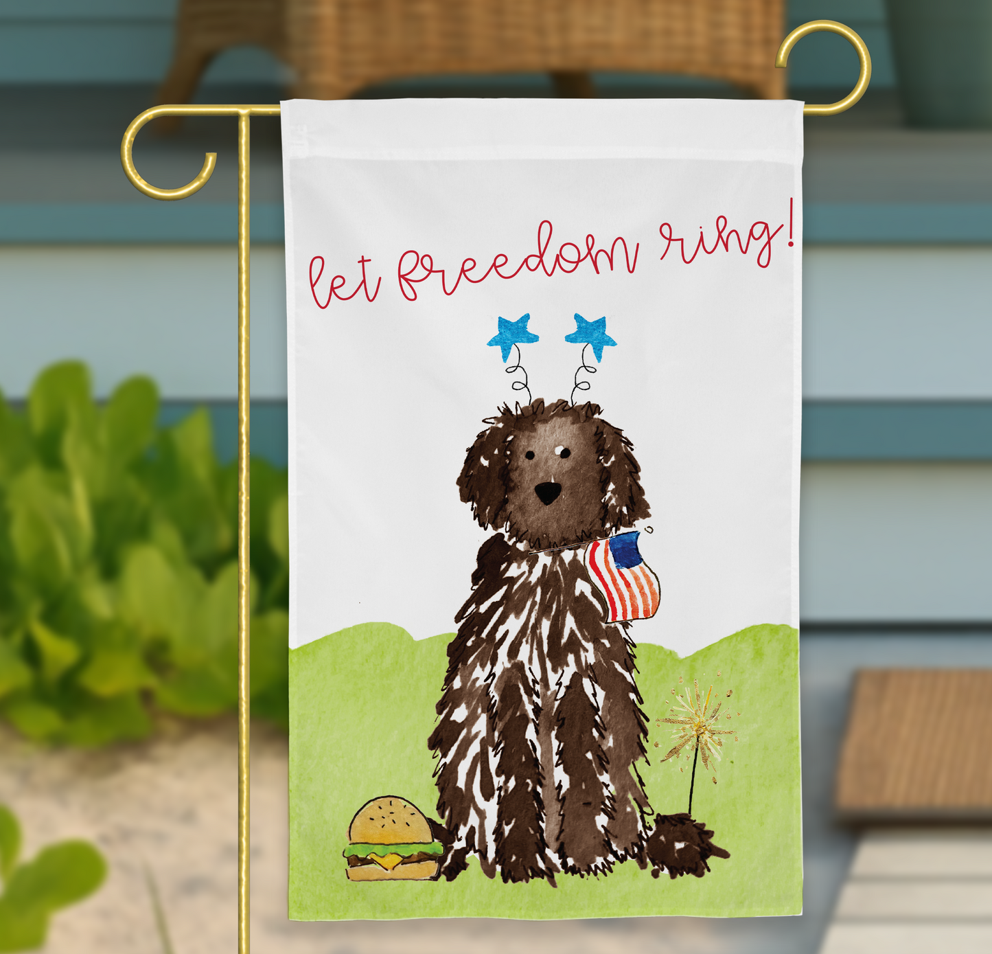 Patriotic Doodle Garden Flag