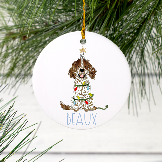 Personalized Festive Spaniel Ornament