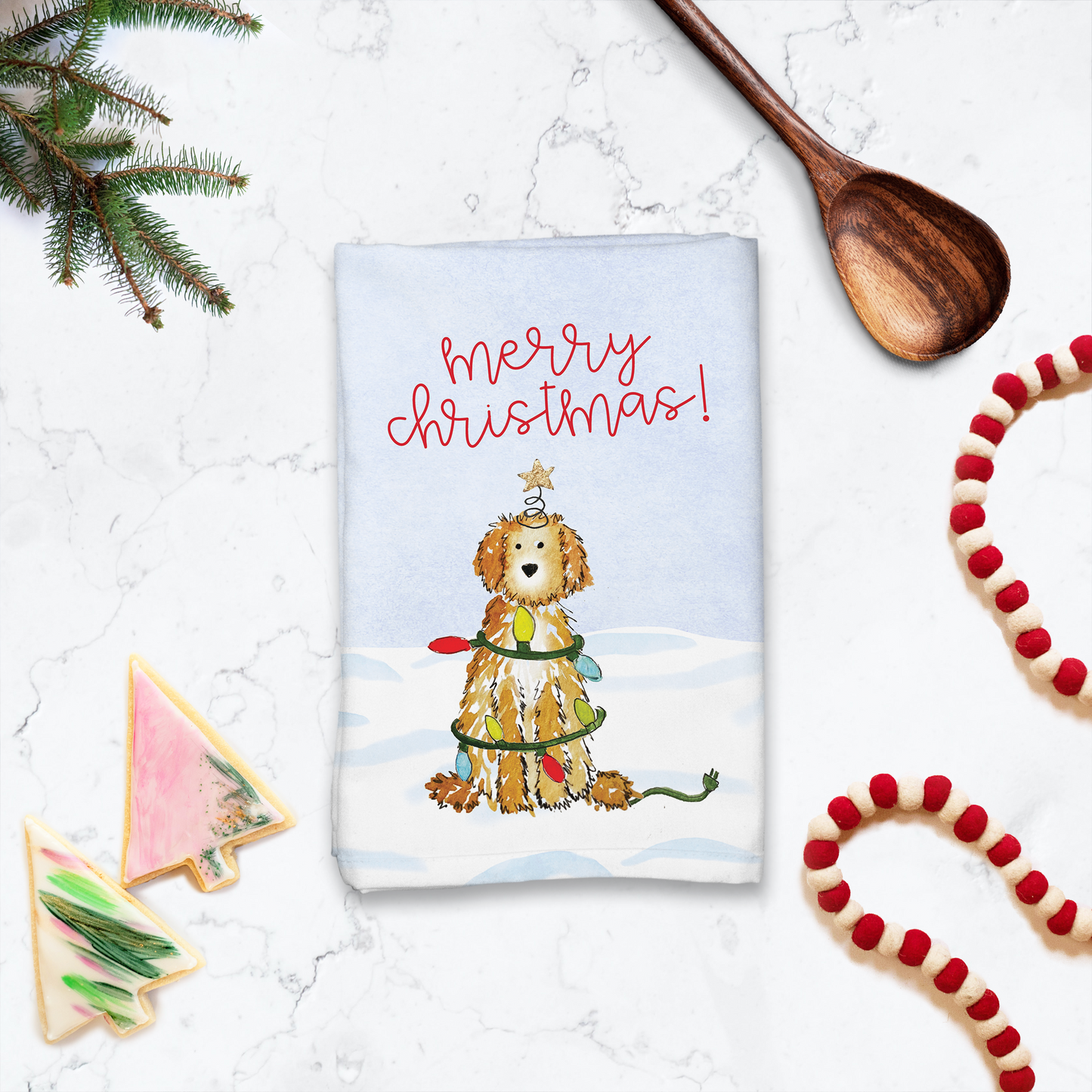 Festive Christmas Doodle Hostess Towel
