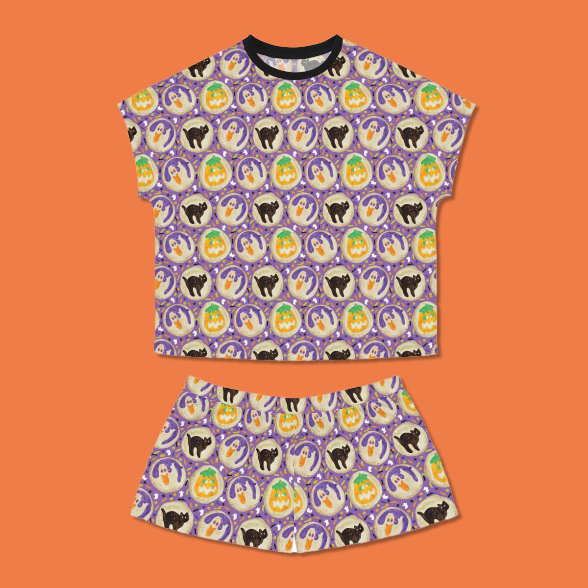 Halloween Spooky Cookie Women's Short Pajama Set