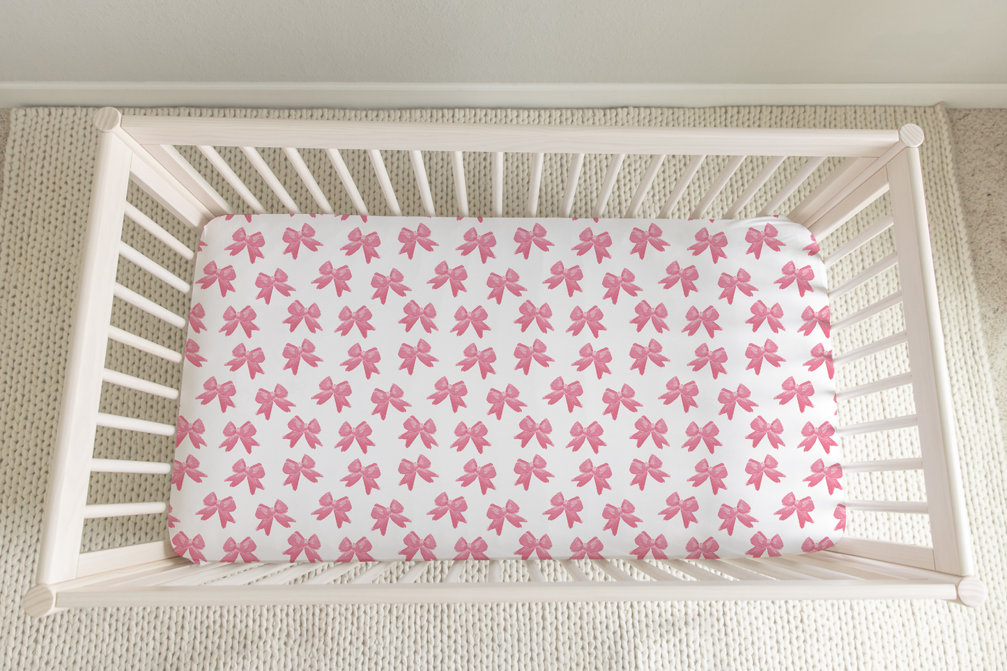 Pink Bow Crib Sheet