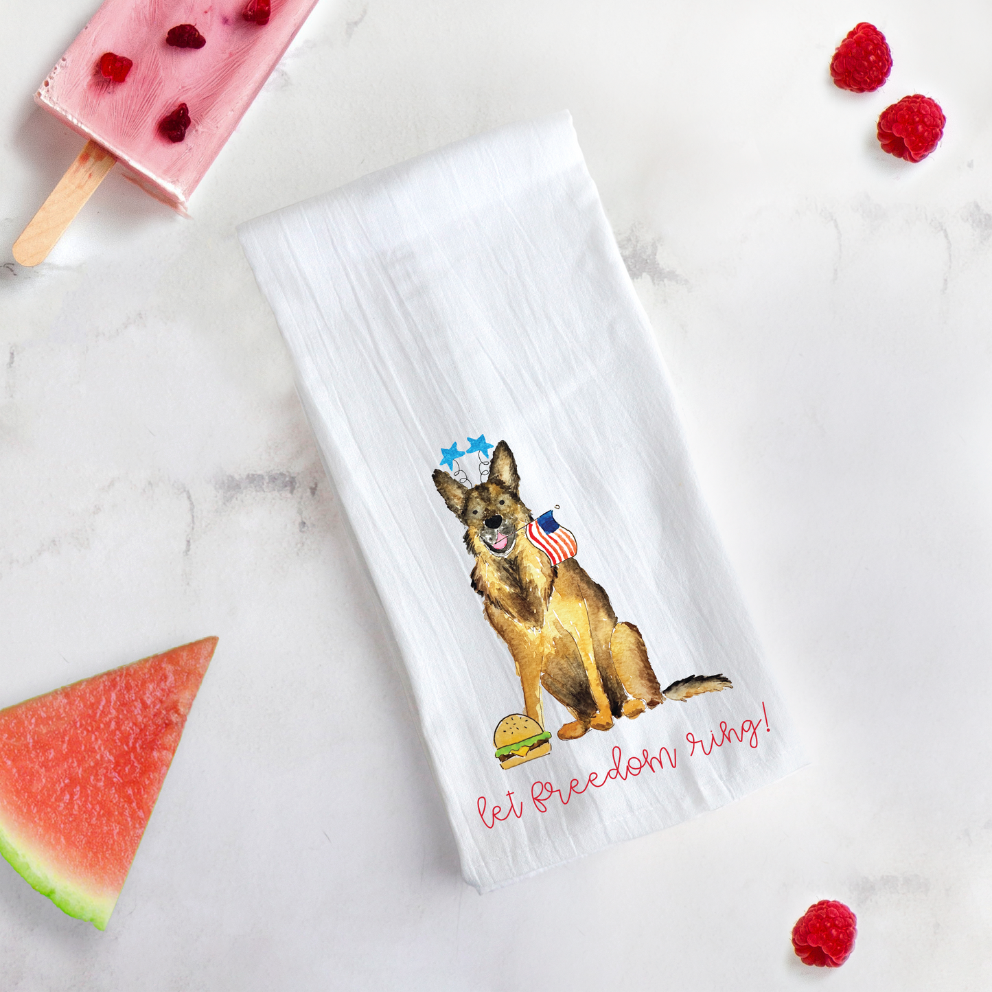 Patriotic German Shepherd Tea Towel