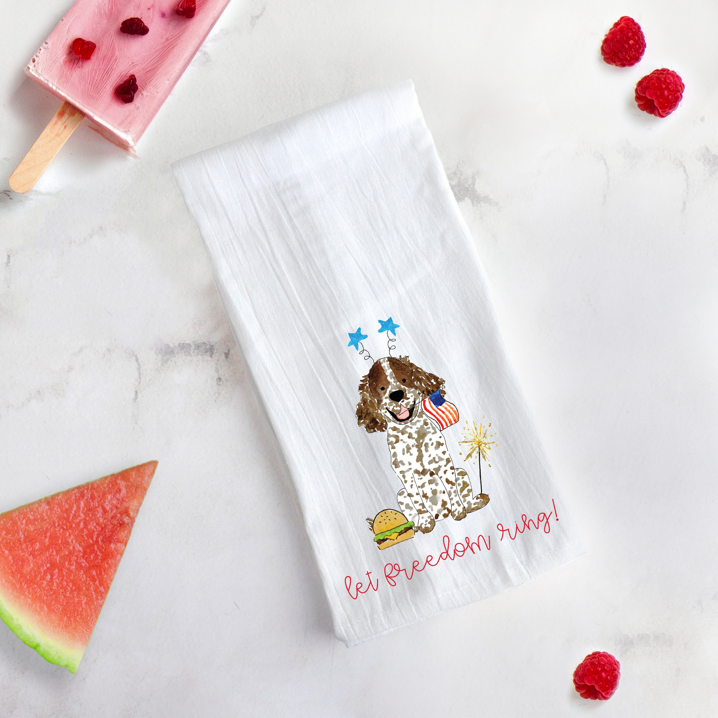 Patriotic Spaniel Tea Towel
