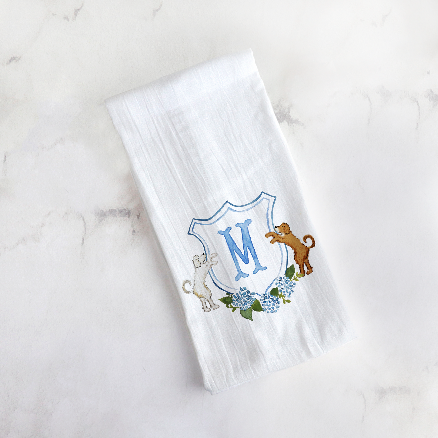 Personalized Doodle Crest Tea Towel