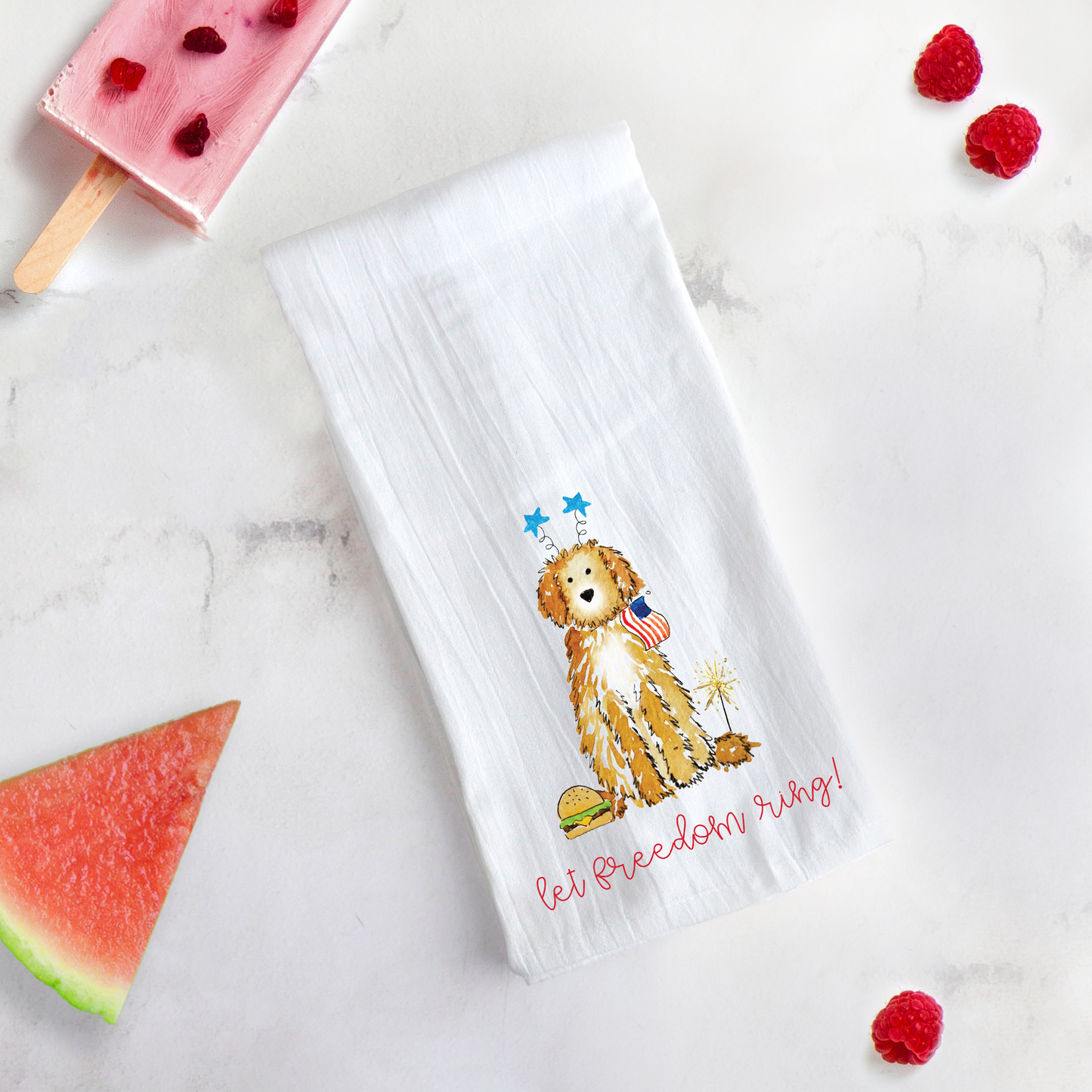 Patriotic Doodle Tea Towel