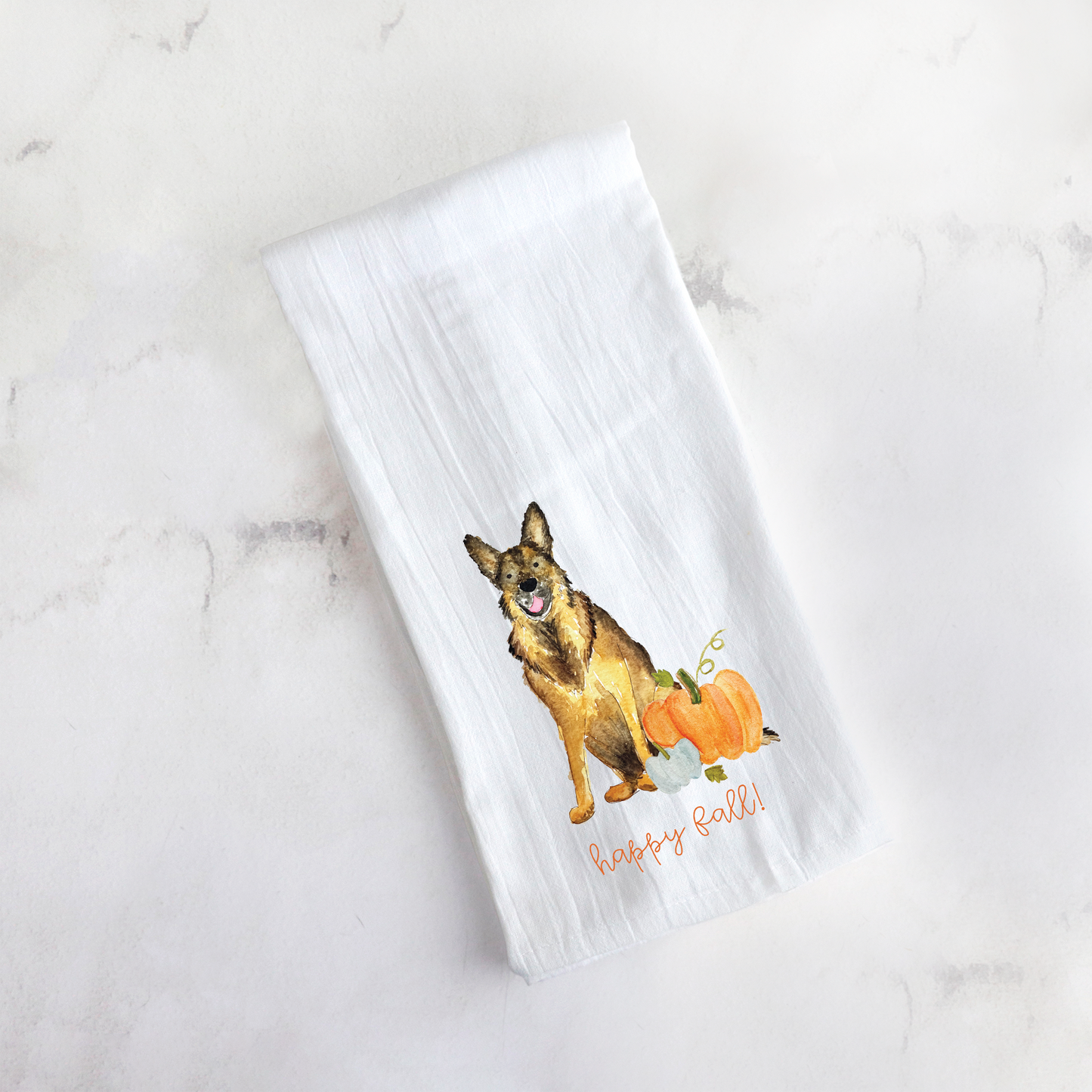 Pumpkin German Shepherd Tea Towel