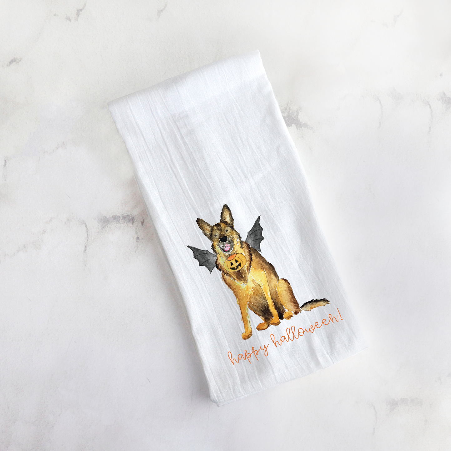 Spooky German Shepherd Tea Towel
