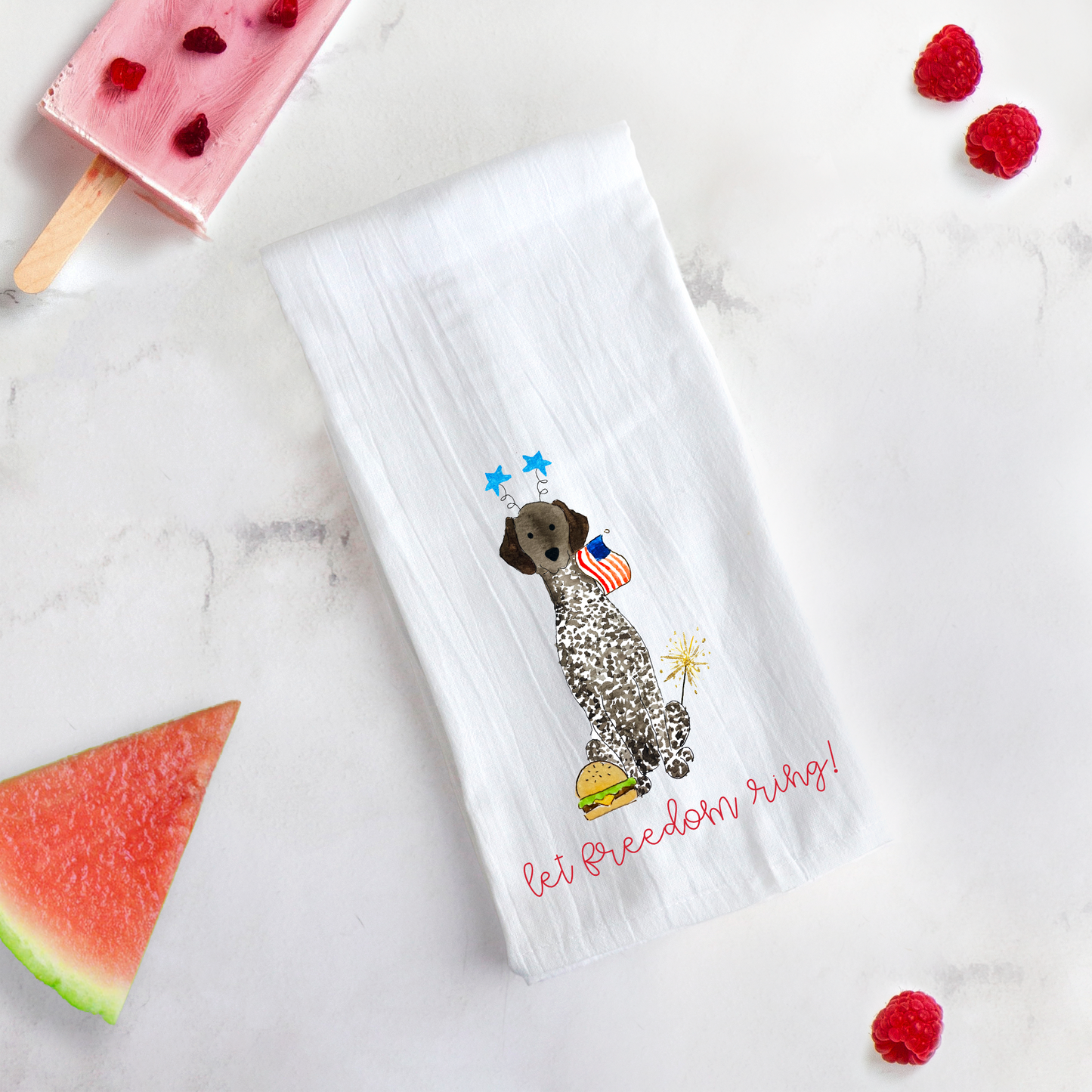 Patriotic German Shorthaired Pointer Tea Towel