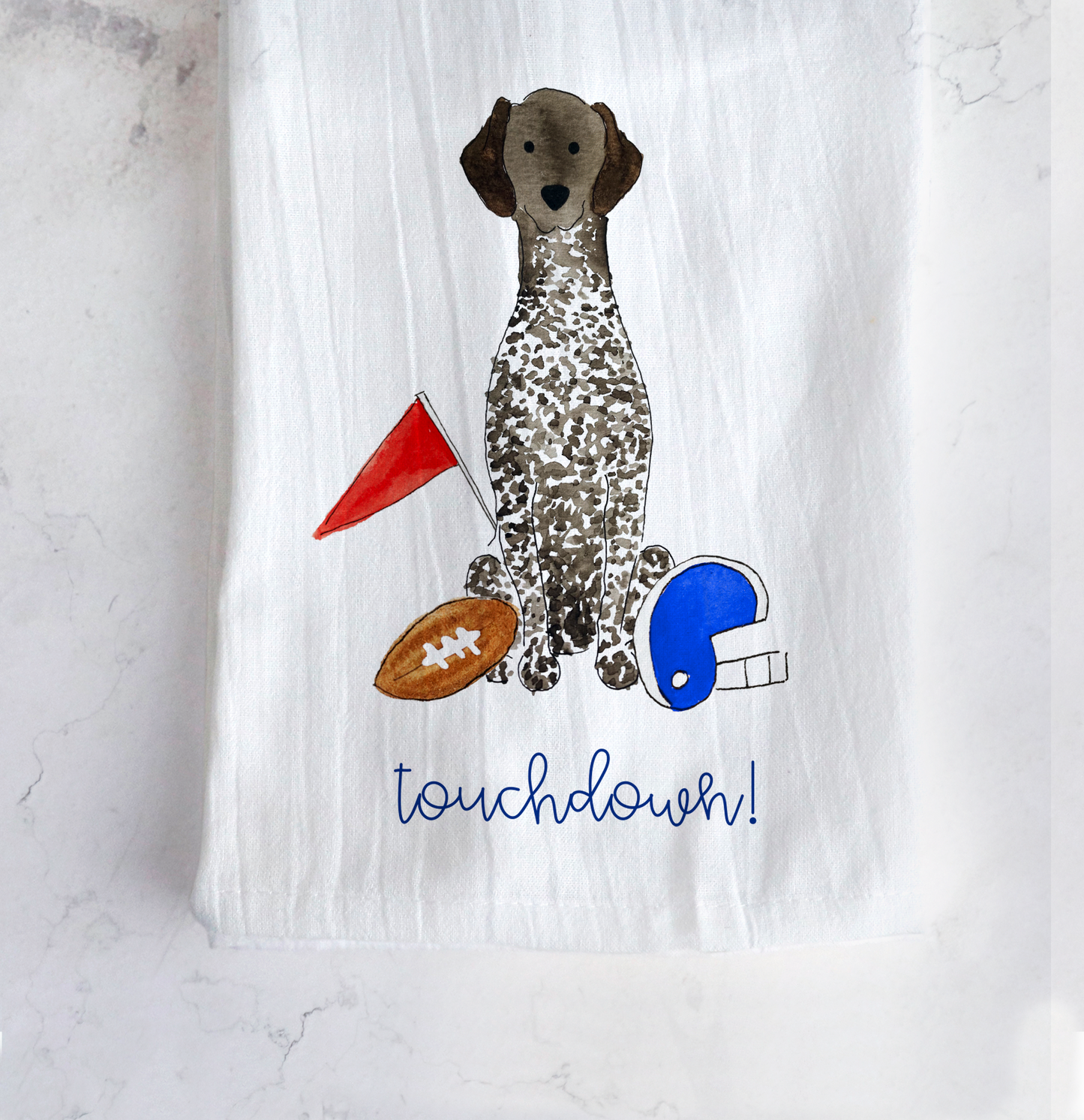 Sporty Football German Shorthaired Pointer Tea Towel