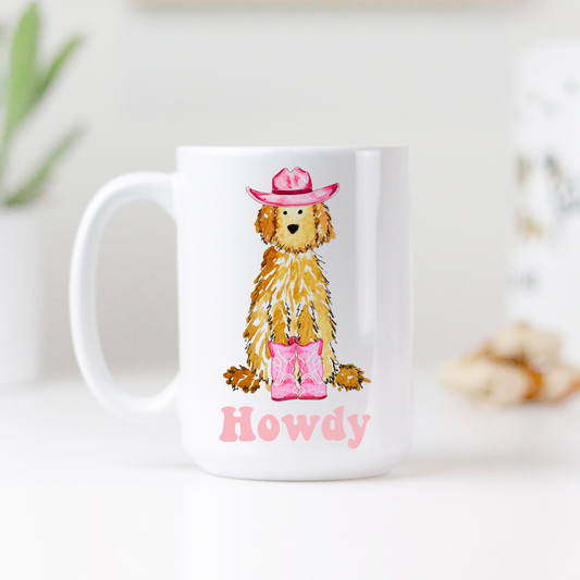 Howdy Cowgirl Apricot Doodle Mug