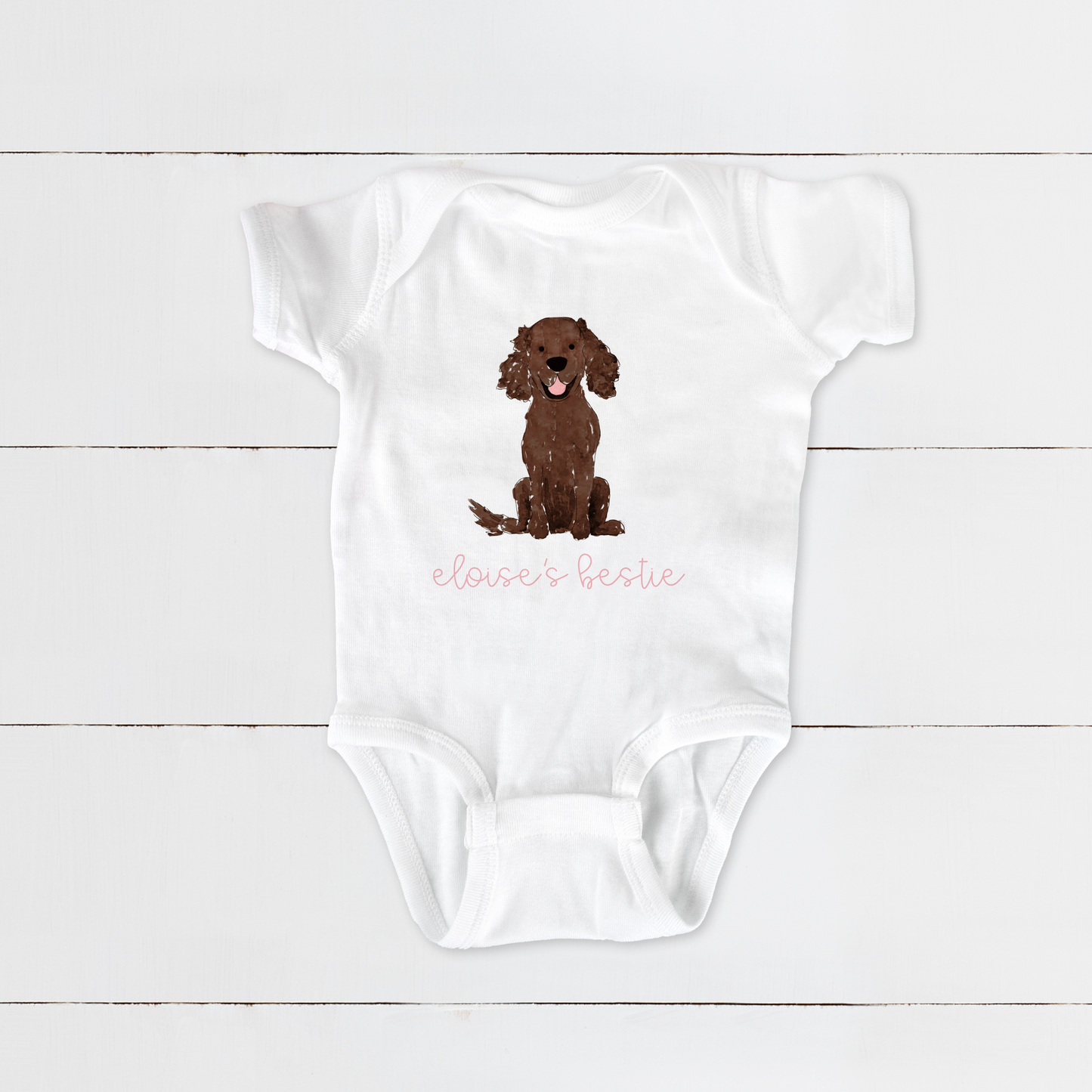 Personalized Spaniel Baby One Piece