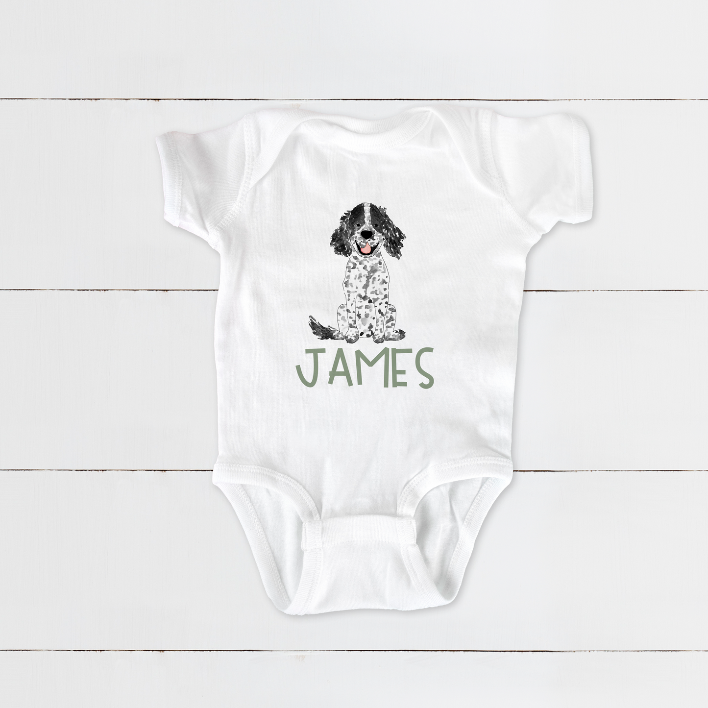 Personalized Spaniel Baby One Piece