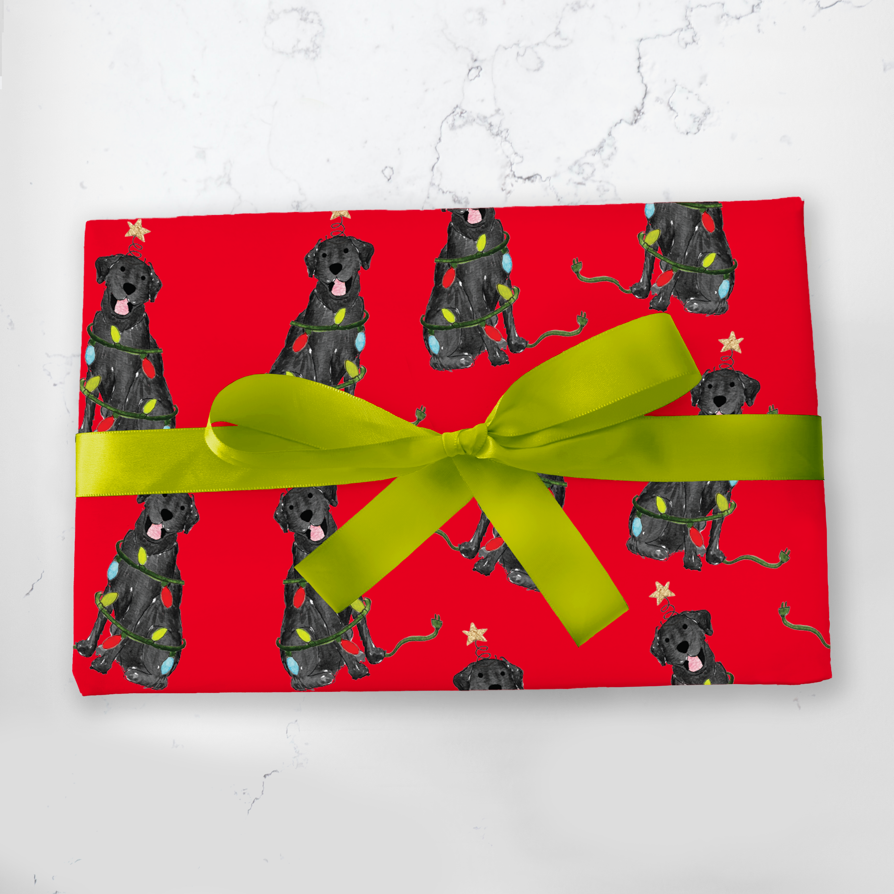 Festive Christmas Chocolate Lab Gift Wrap - Red – The Crafted Bee Co.