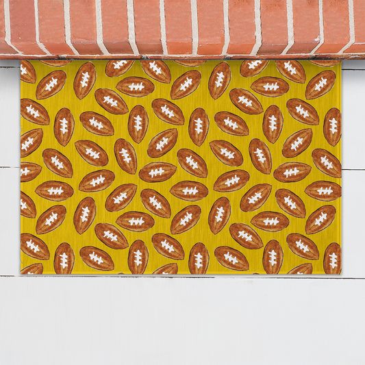 Yellow Football Pattern Welcome Mat