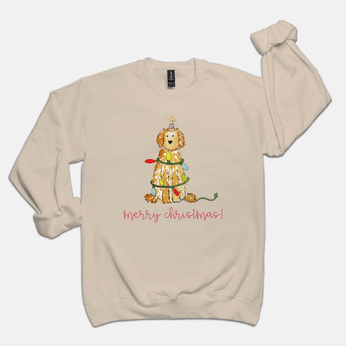 Festive Christmas Apricot Doodle Gildan Sweatshirt