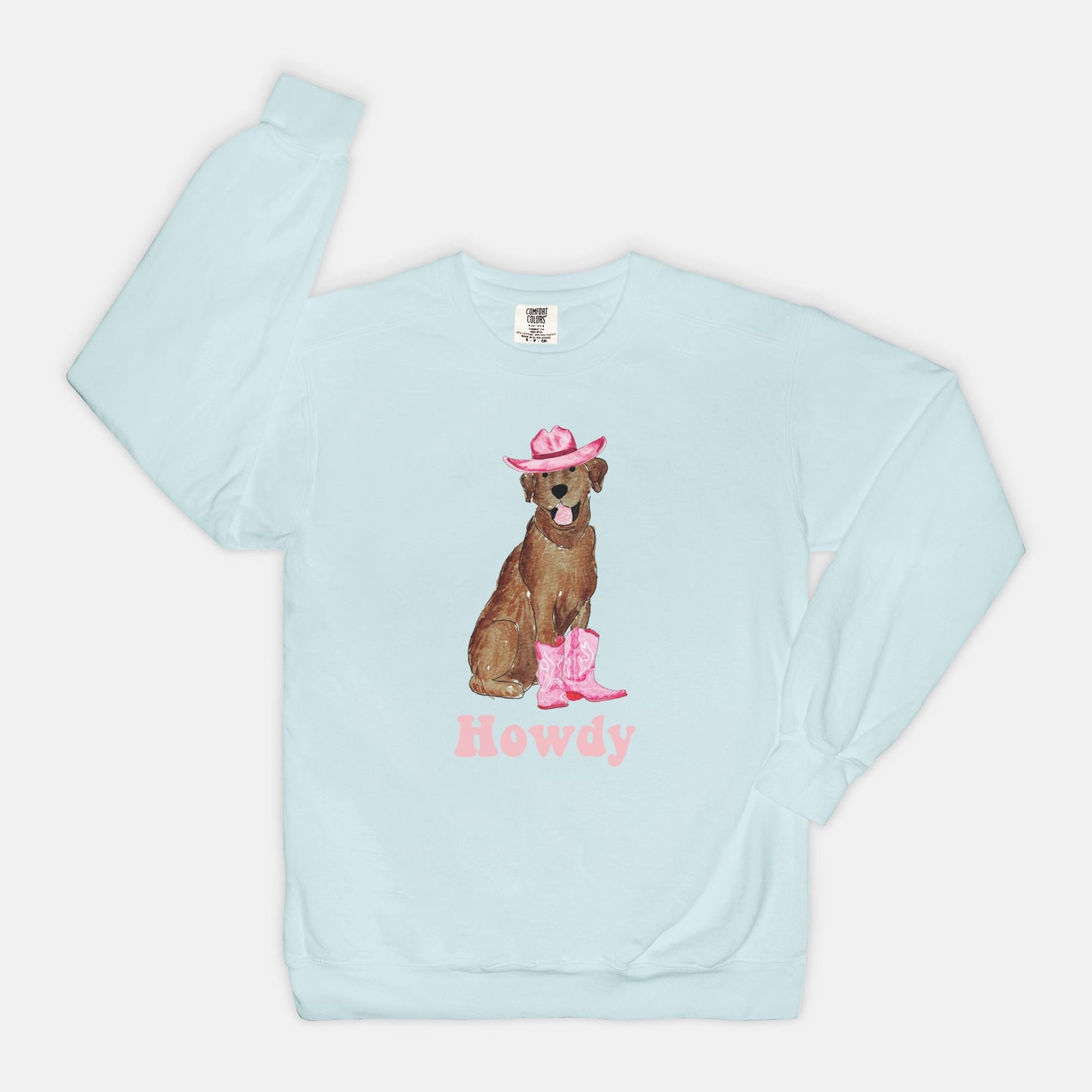 Howdy Cowgirl Chocolate Lab Comfort Color Sweatshirt