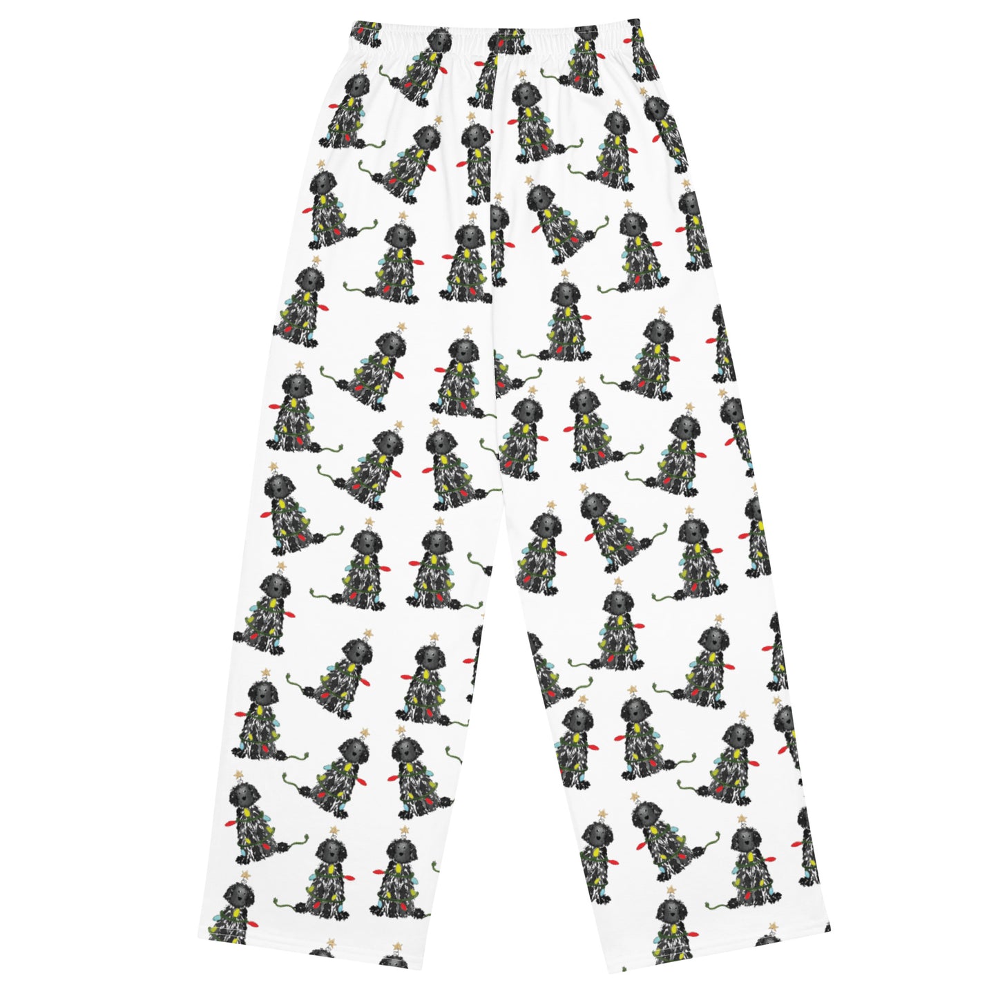 Festive Christmas Black Doodle Pajama Pants