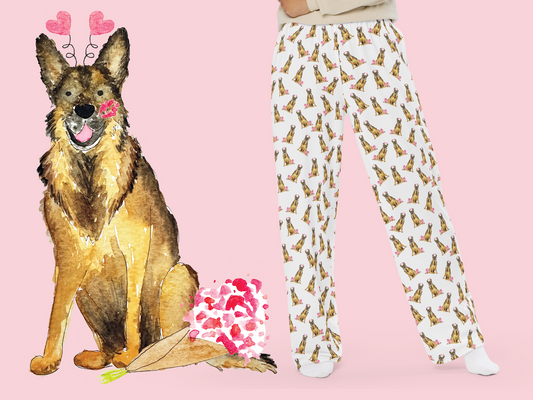 Lovey Valentines German Shepherd Pajama Pants