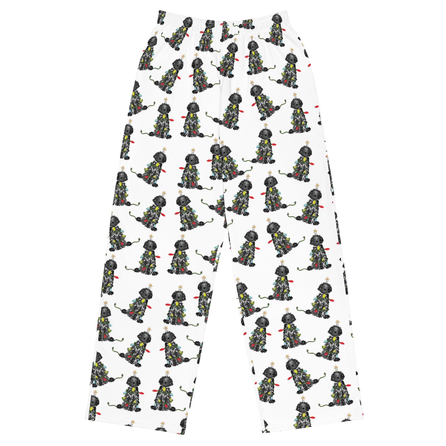 Festive Christmas Black Doodle Pajama Pants