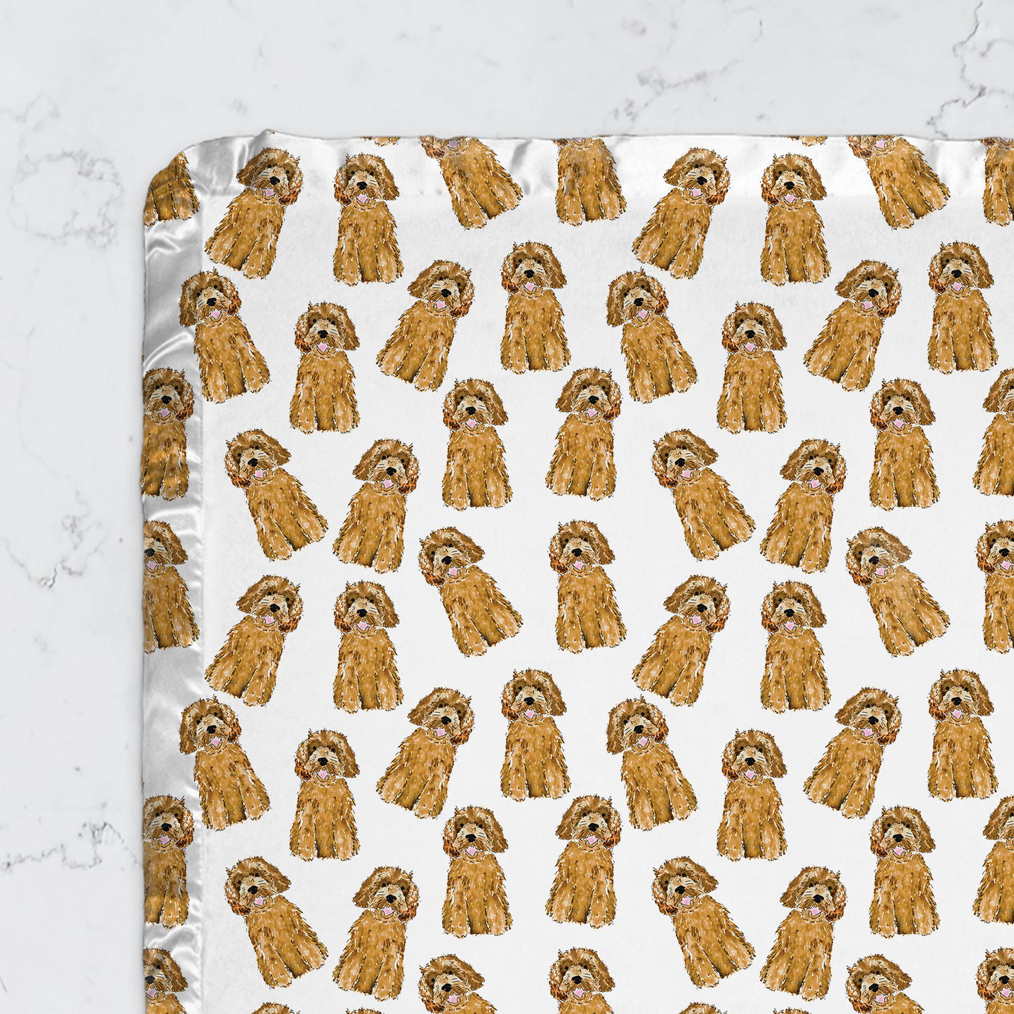 mini doodle baby blanket, minky baby blanket with satin trim, doodle baby gift, apricot doodle blanket, black doodle baby item