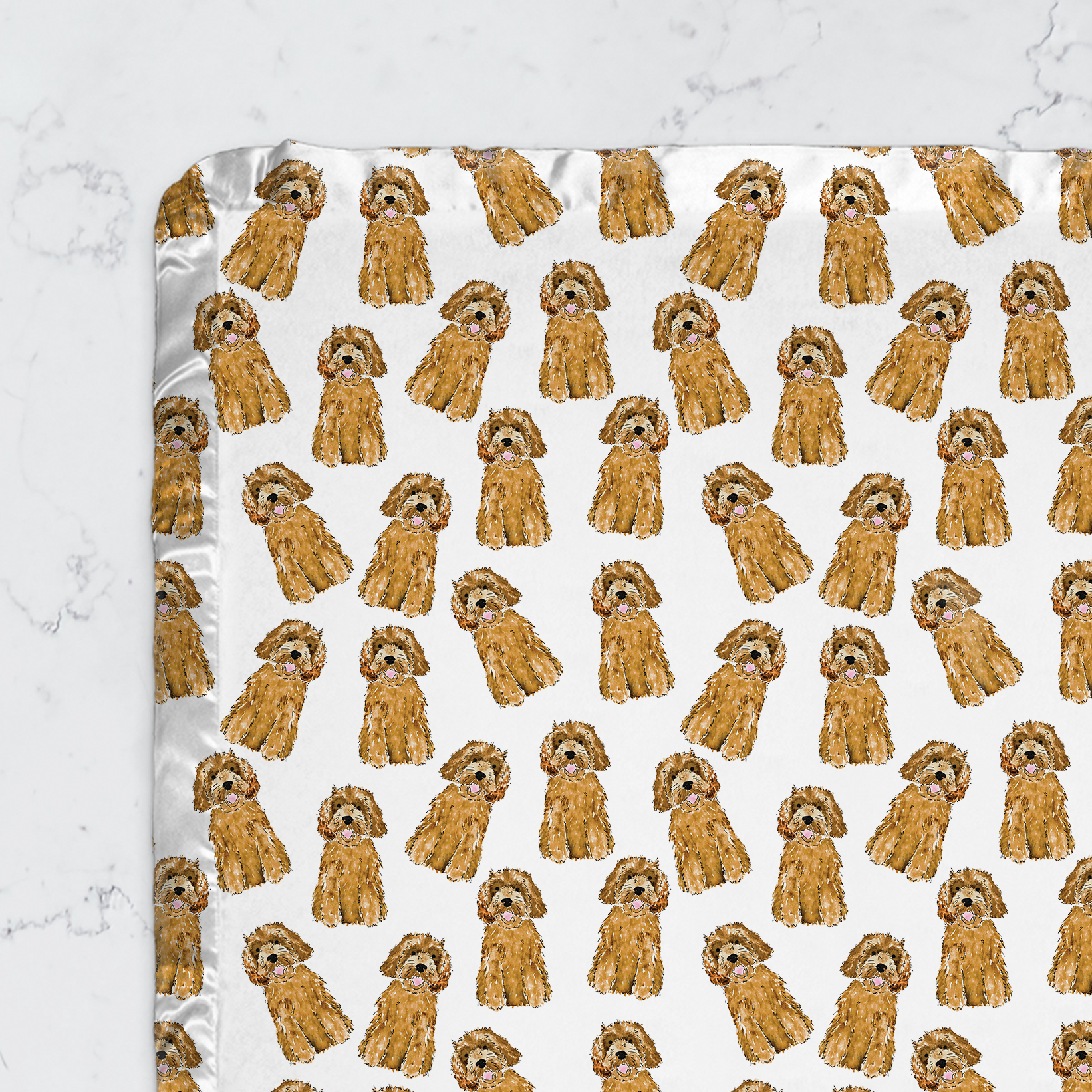 mini doodle baby blanket, minky baby blanket with satin trim, doodle baby gift, apricot doodle blanket, black doodle baby item