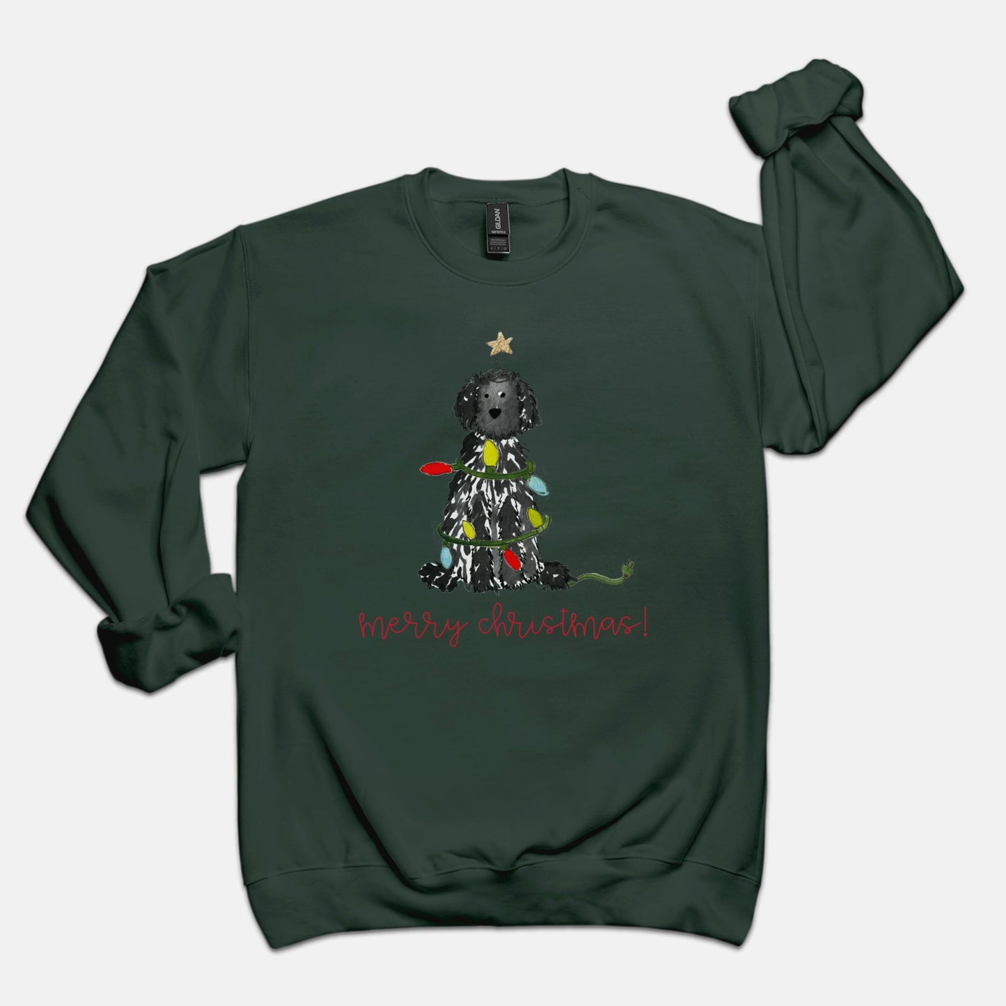 Festive Christmas Black Doodle Gildan Sweatshirt