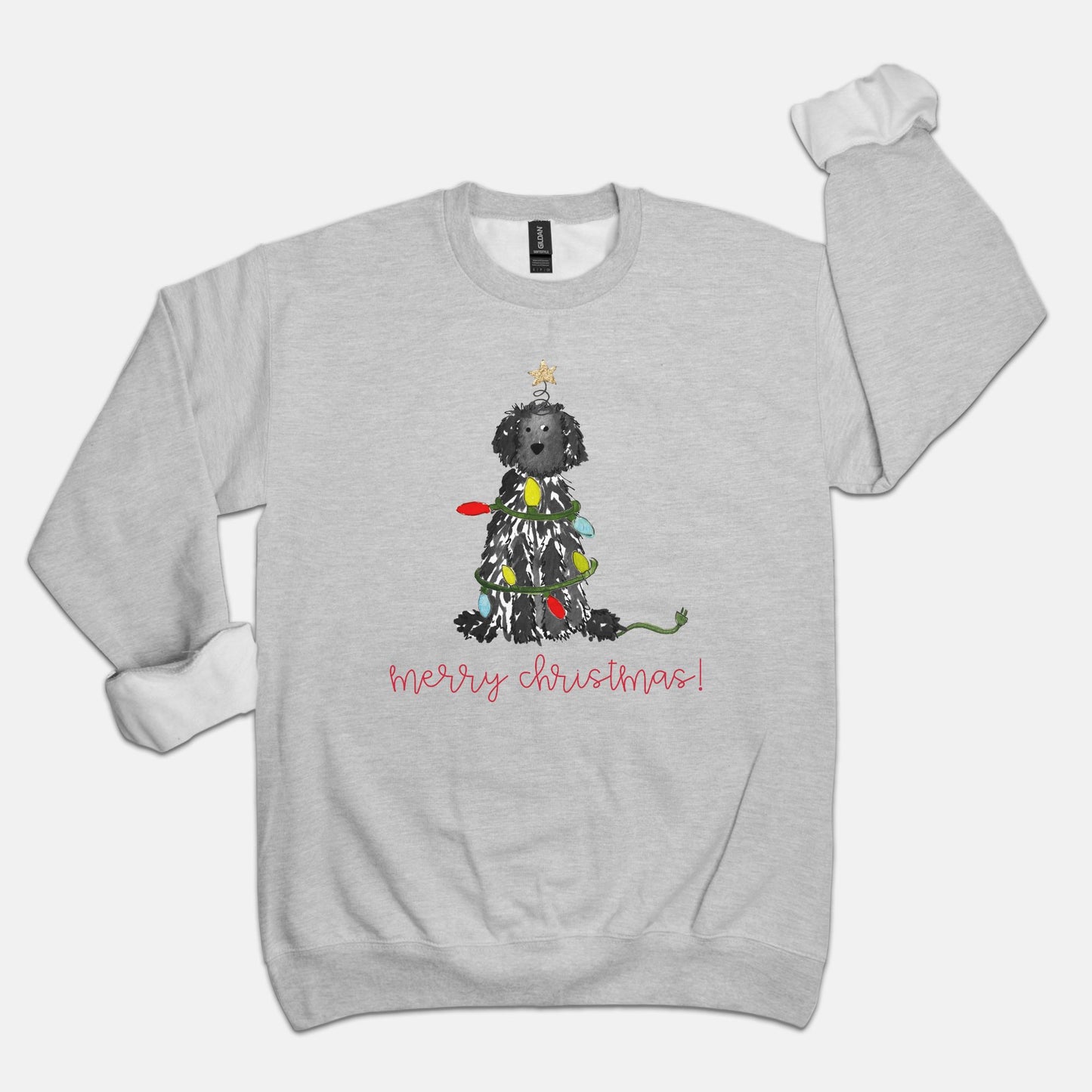 Festive Christmas Black Doodle Gildan Sweatshirt
