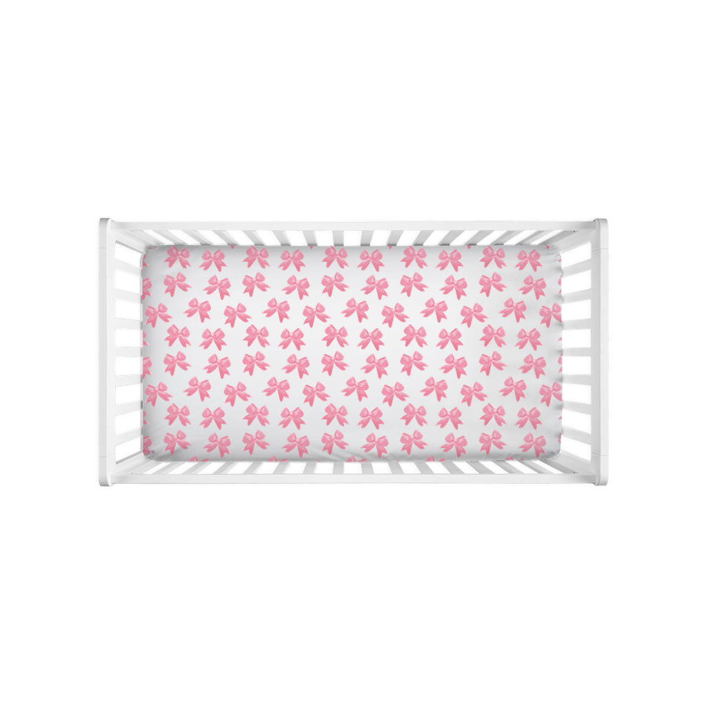Pink Bow Crib Sheet