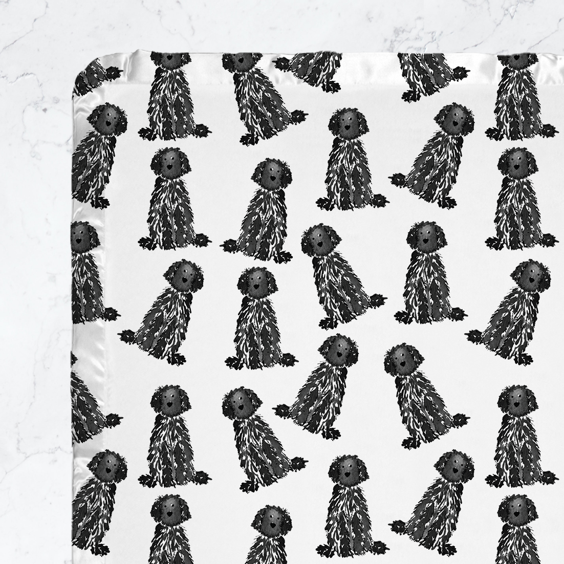 black doodle baby blanket minky blanket satin trim doodle baby gift labradoodle baby gift blanket swaddle pregnancy announcment